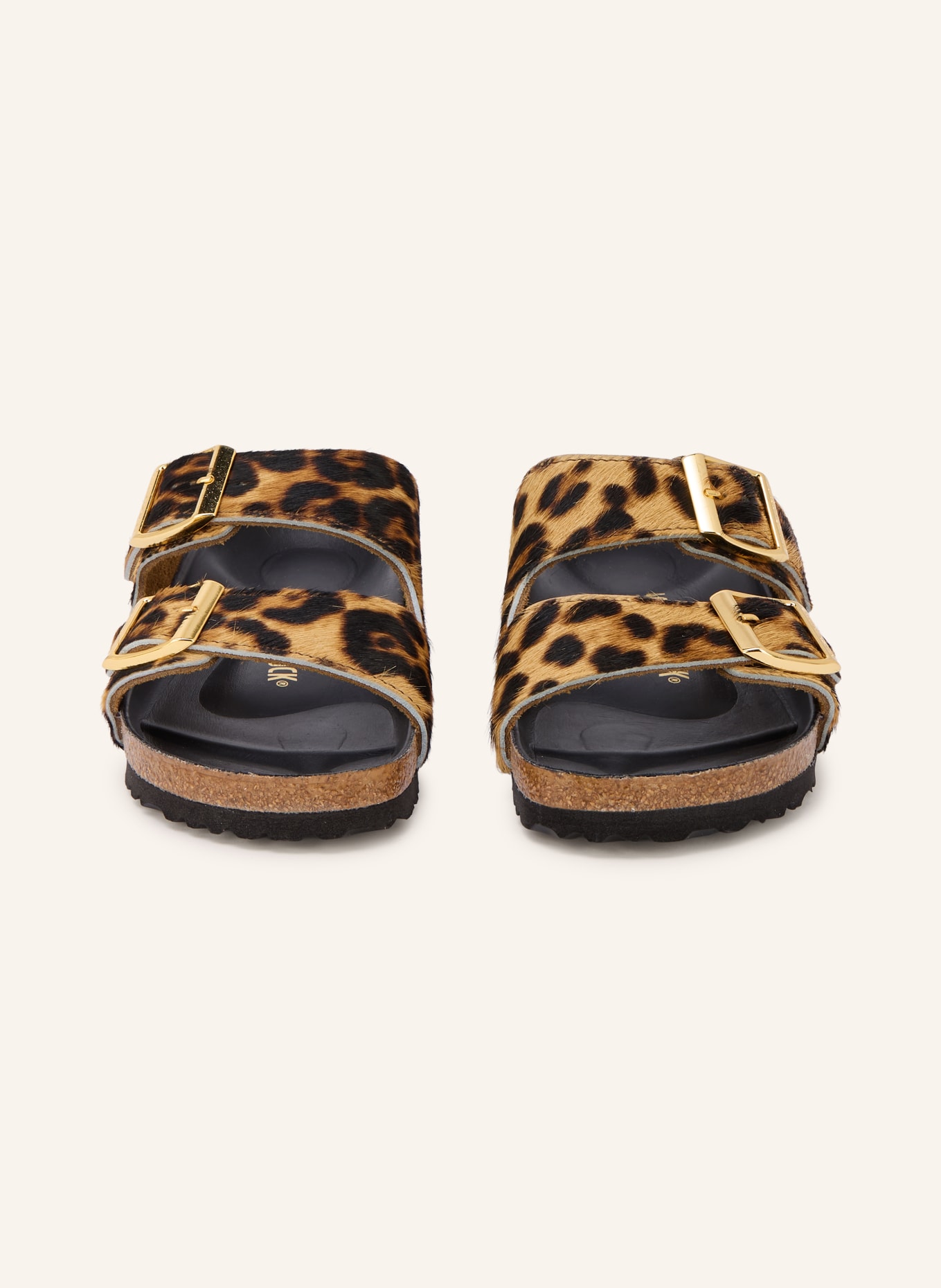 BIRKENSTOCK Pantoletten ARIZONA HAIRY: HELLBRAUN / GOLD / SCHWARZ