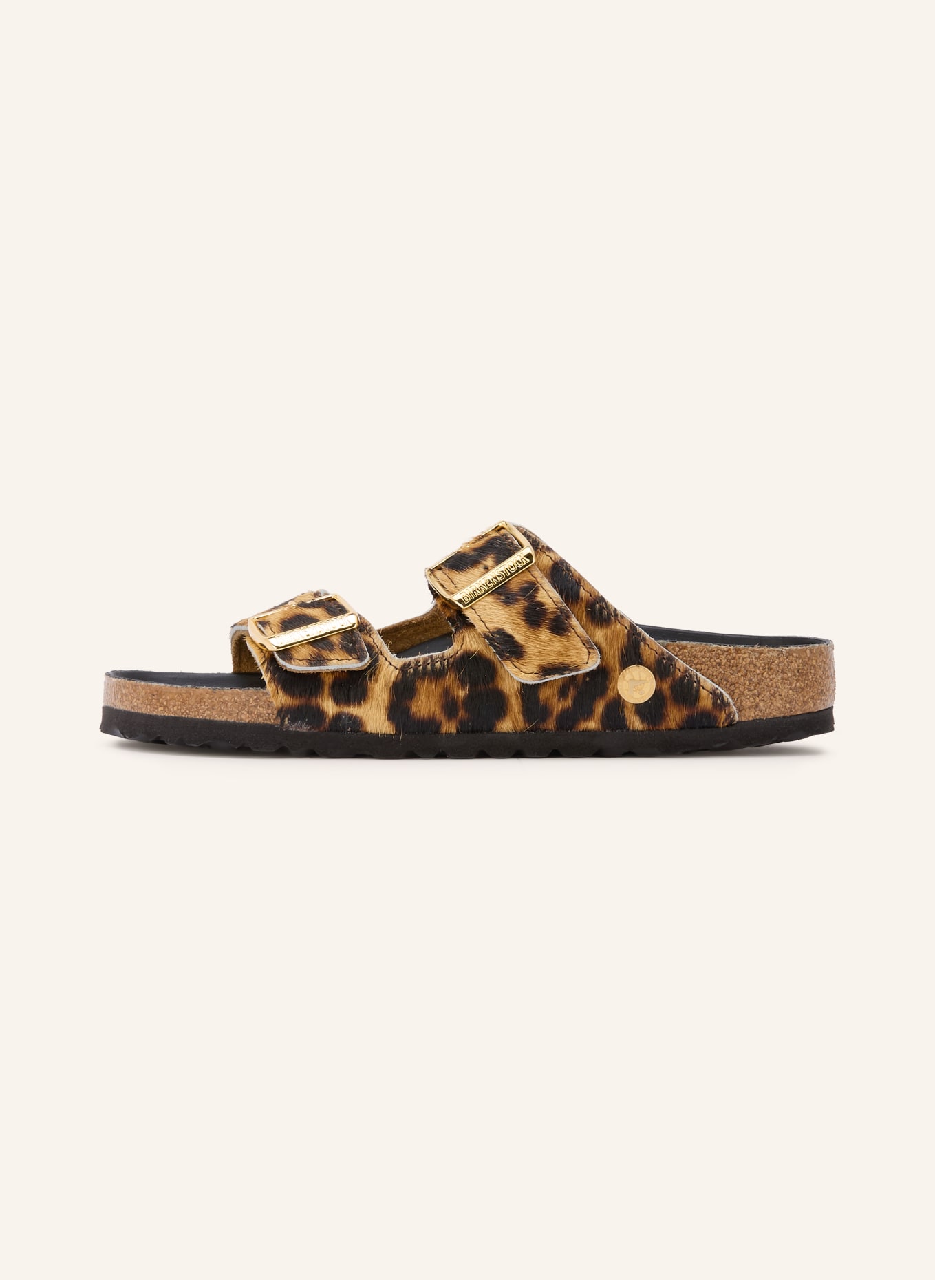 BIRKENSTOCK Pantoletten ARIZONA HAIRY: HELLBRAUN / GOLD / SCHWARZ