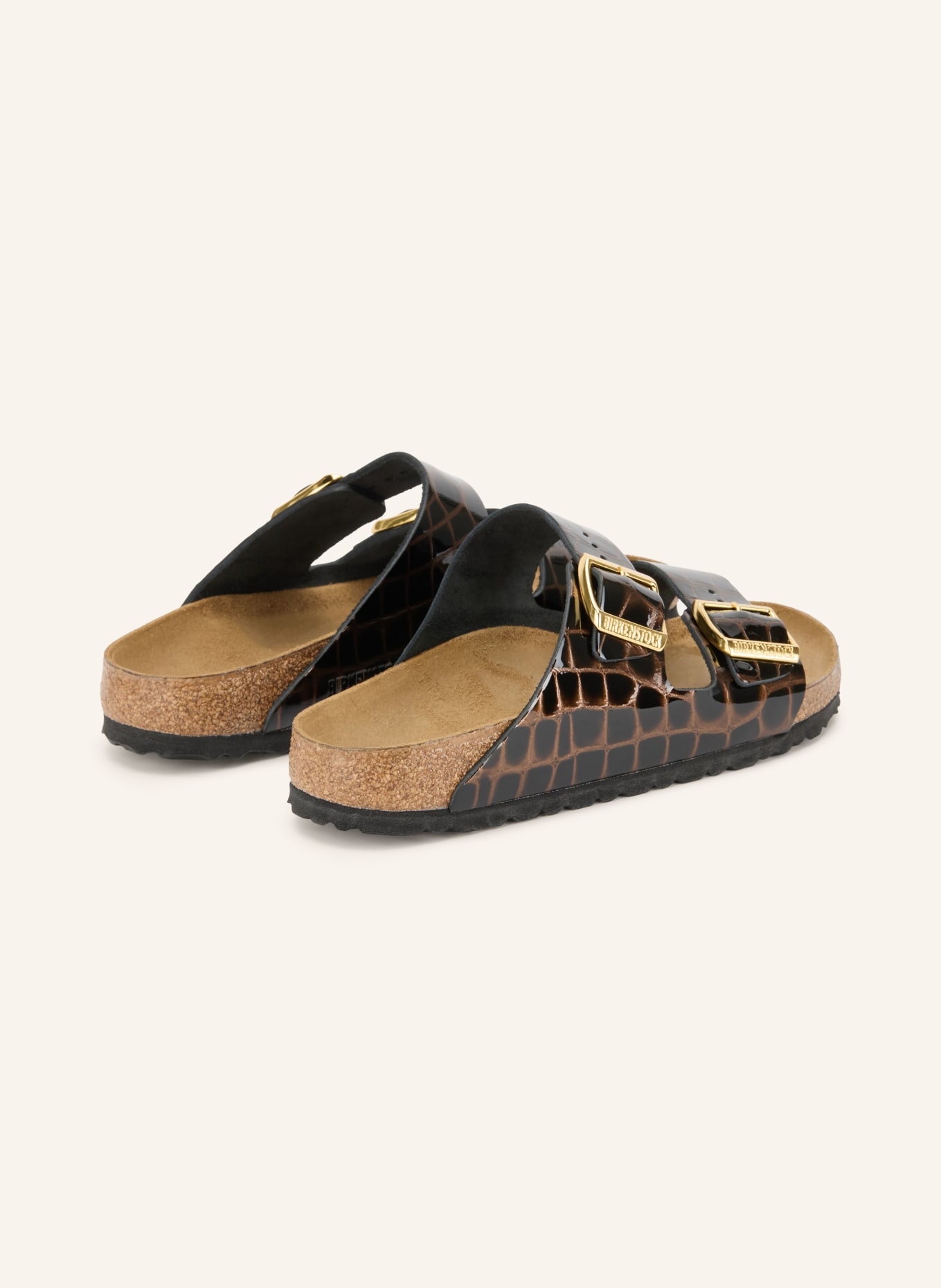 BIRKENSTOCK Lak-mulesko ARIZONA BS: MØRKEBRUN / GULD