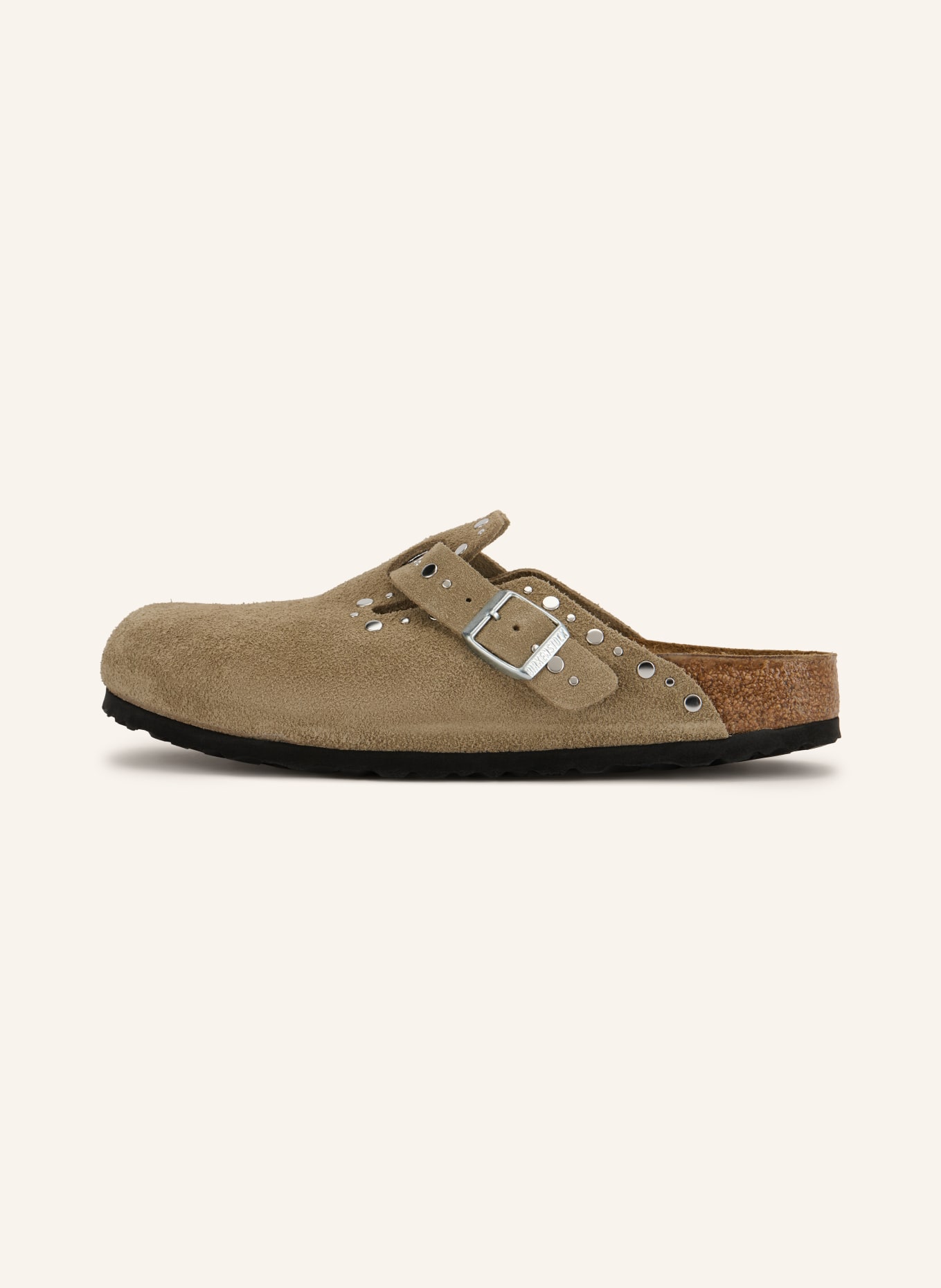 BIRKENSTOCK Pantoletten BOSTON RIVET mit Nieten: BEIGE / SILBER