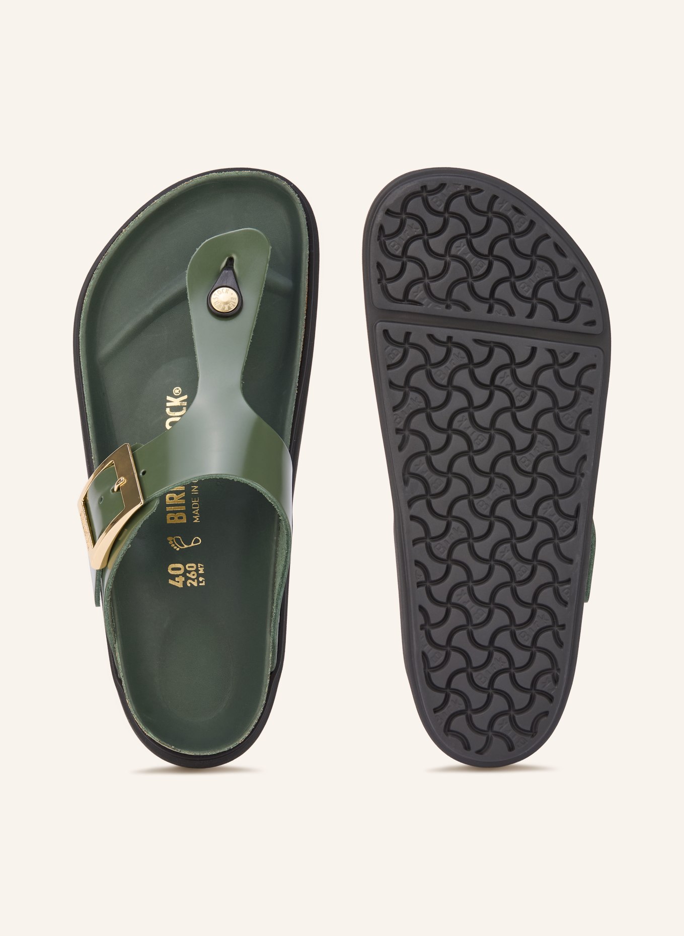BIRKENSTOCK Japonki GIZEH DROPLET BUCKLE: CIEMNOZIELONY / ZŁOTY