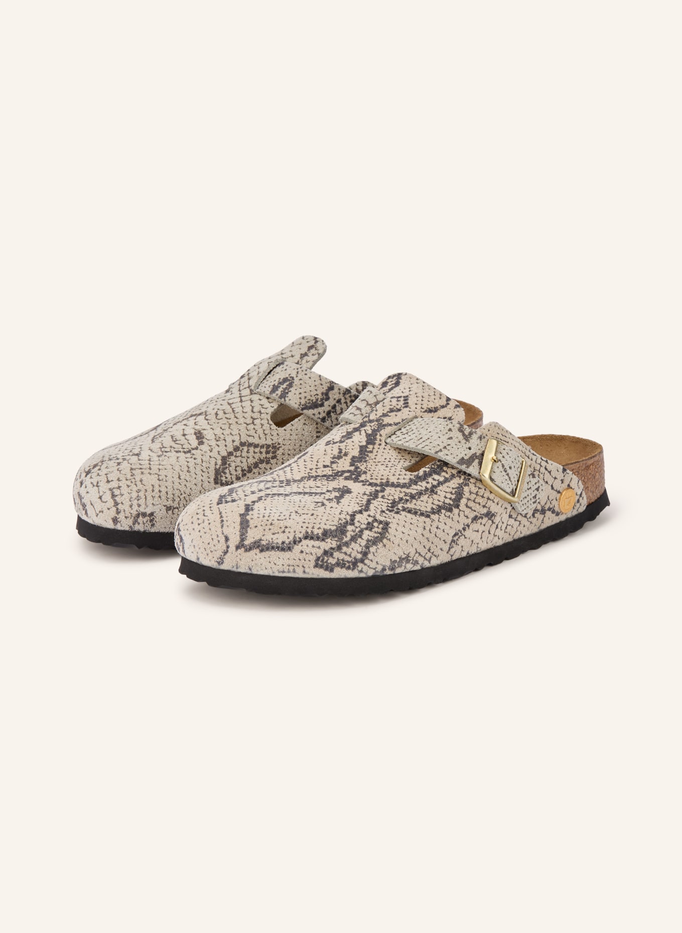 BIRKENSTOCK Klapki BOSTON RIVET LOGO: JASNOCZARY / ZŁOTY / CZIEMNOSZARY