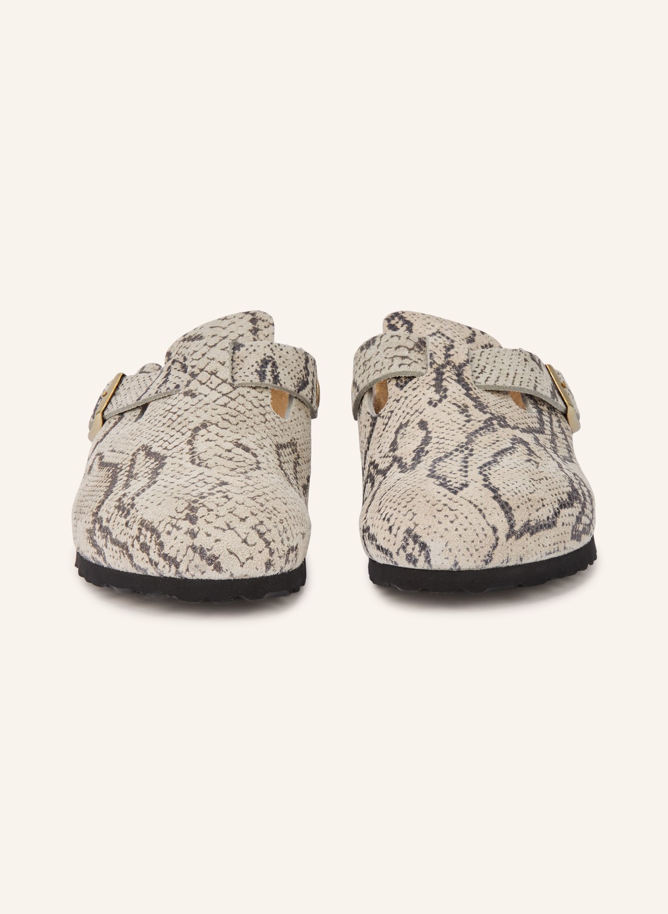 BIRKENSTOCK Klapki BOSTON RIVET LOGO: JASNOCZARY / ZŁOTY / CZIEMNOSZARY