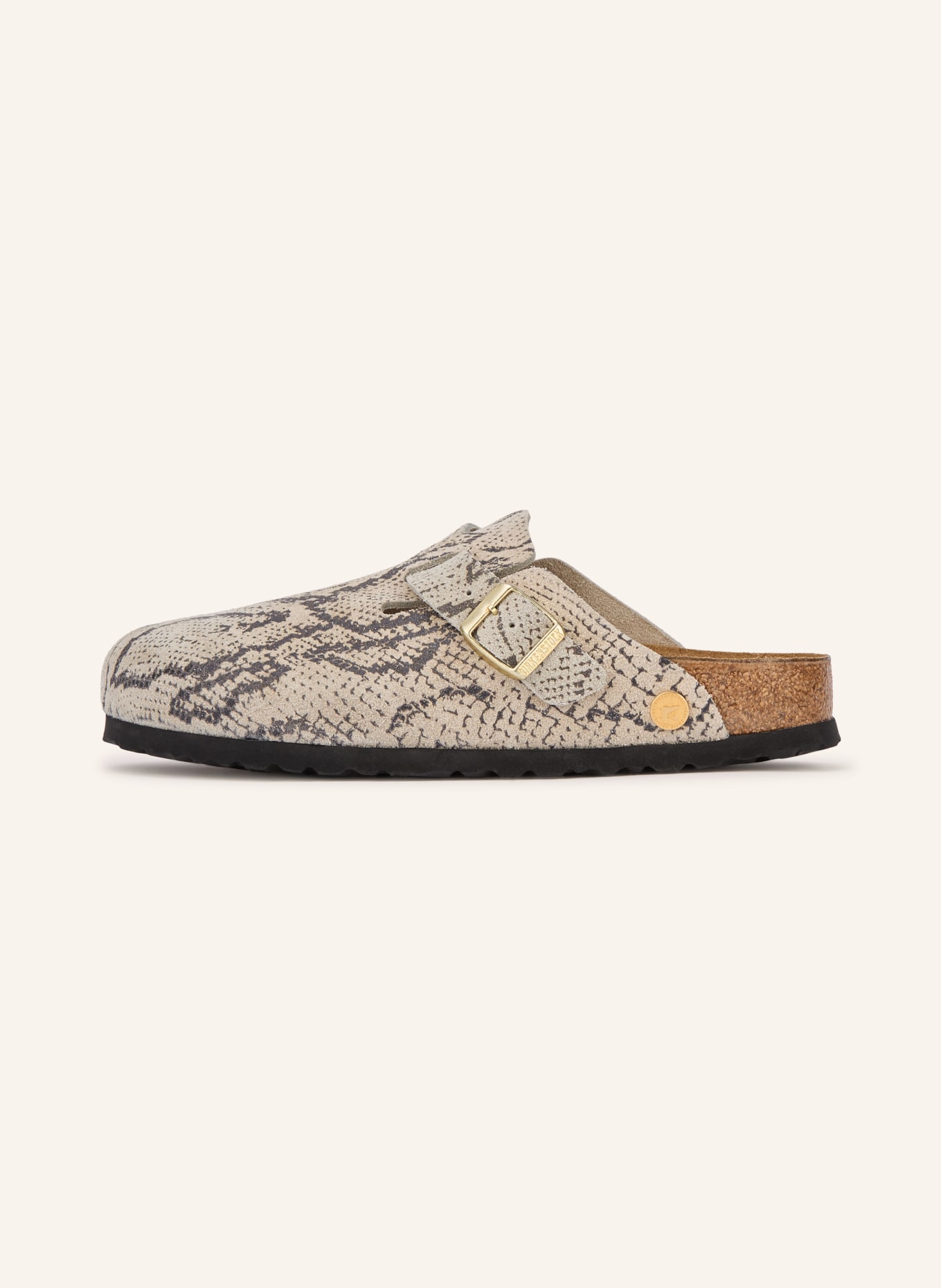 BIRKENSTOCK Klapki BOSTON RIVET LOGO: JASNOCZARY / ZŁOTY / CZIEMNOSZARY