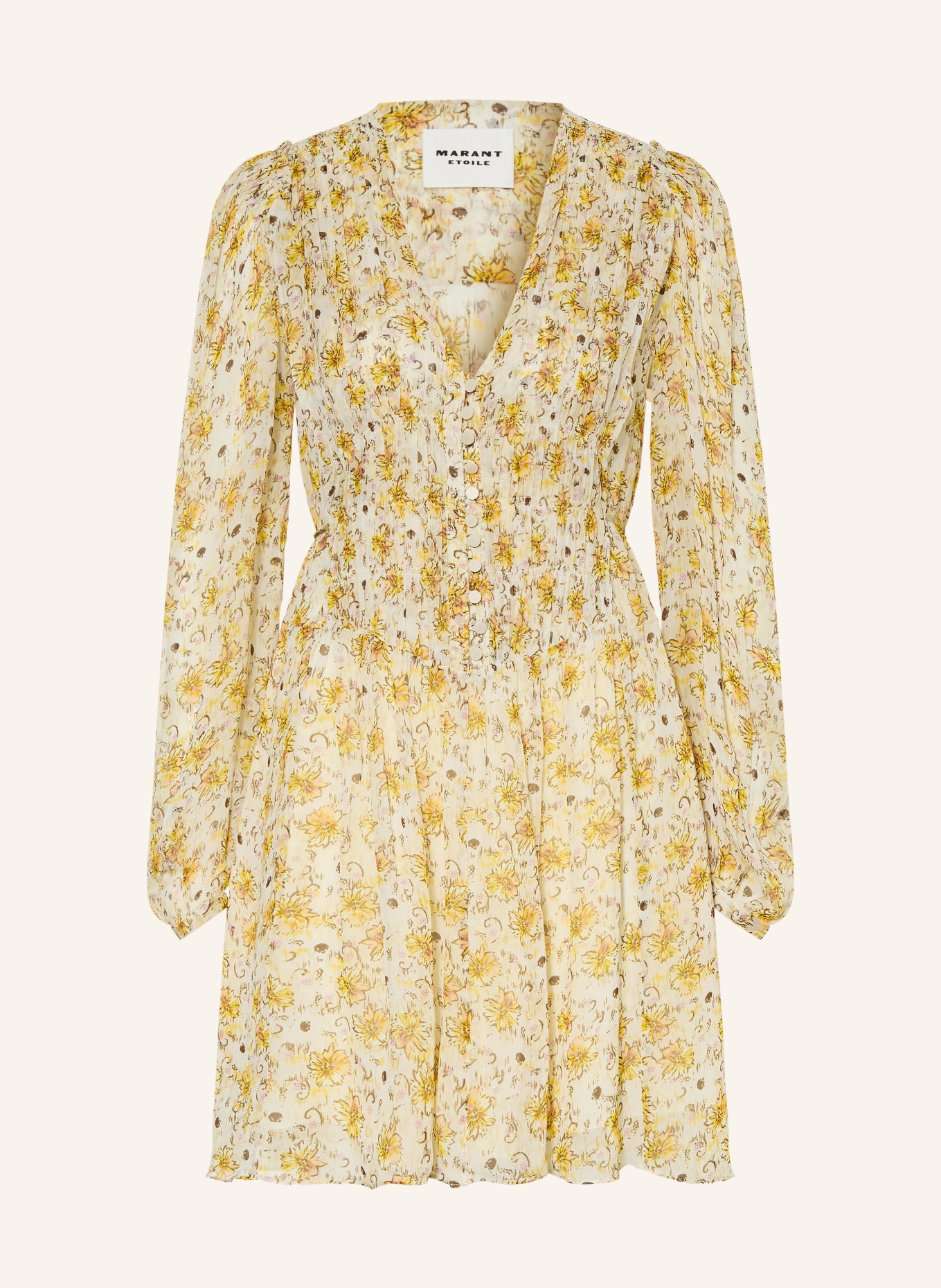 MARANT ÉTOILE Robe FLOREL à volants: JAUNE CLAIR / ROSE / JAUNE