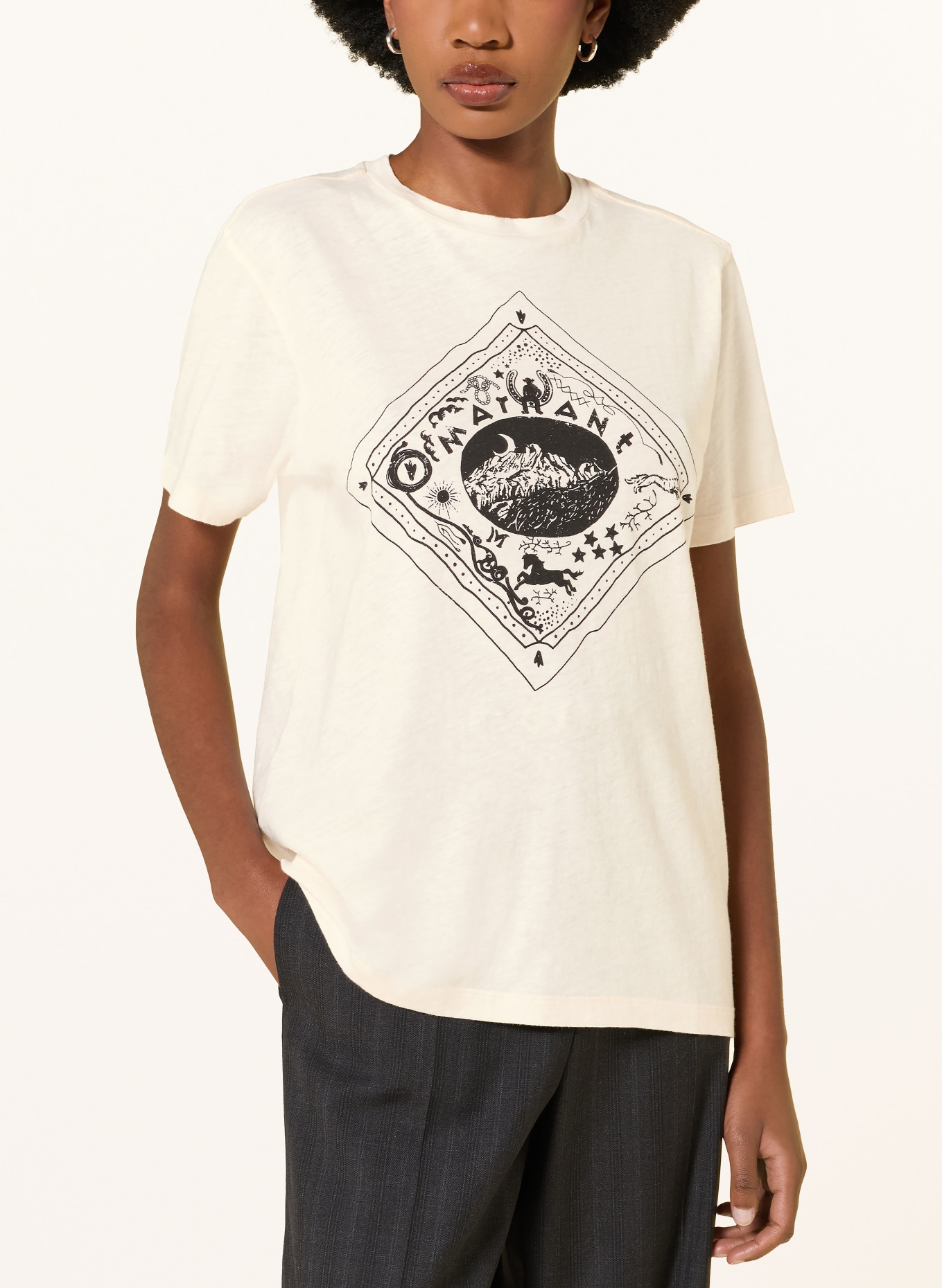 MARANT ÉTOILE T-Shirt ZEWEL: BEIGE / SCHWARZ