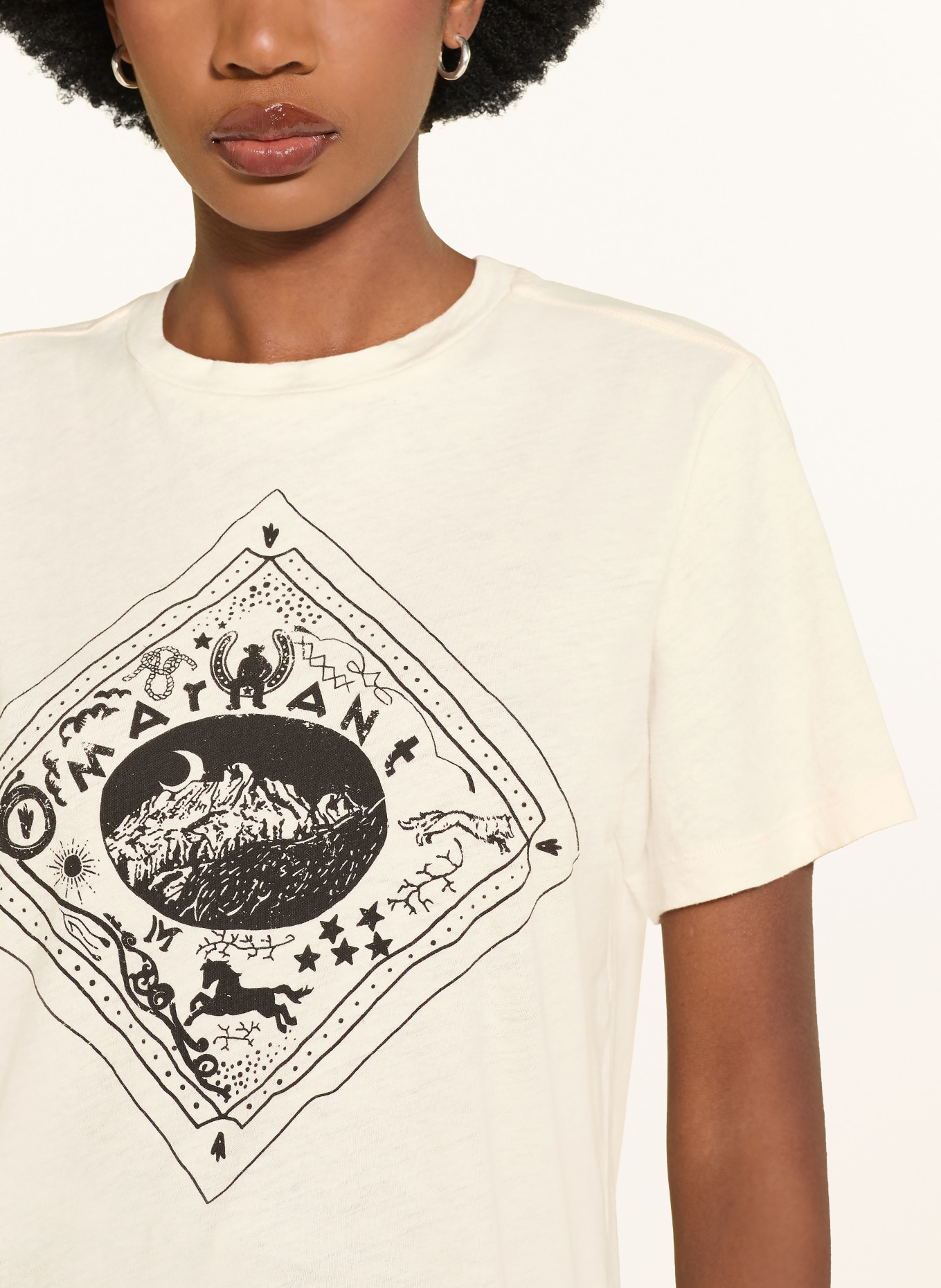 MARANT ÉTOILE T-Shirt ZEWEL: BEIGE / SCHWARZ