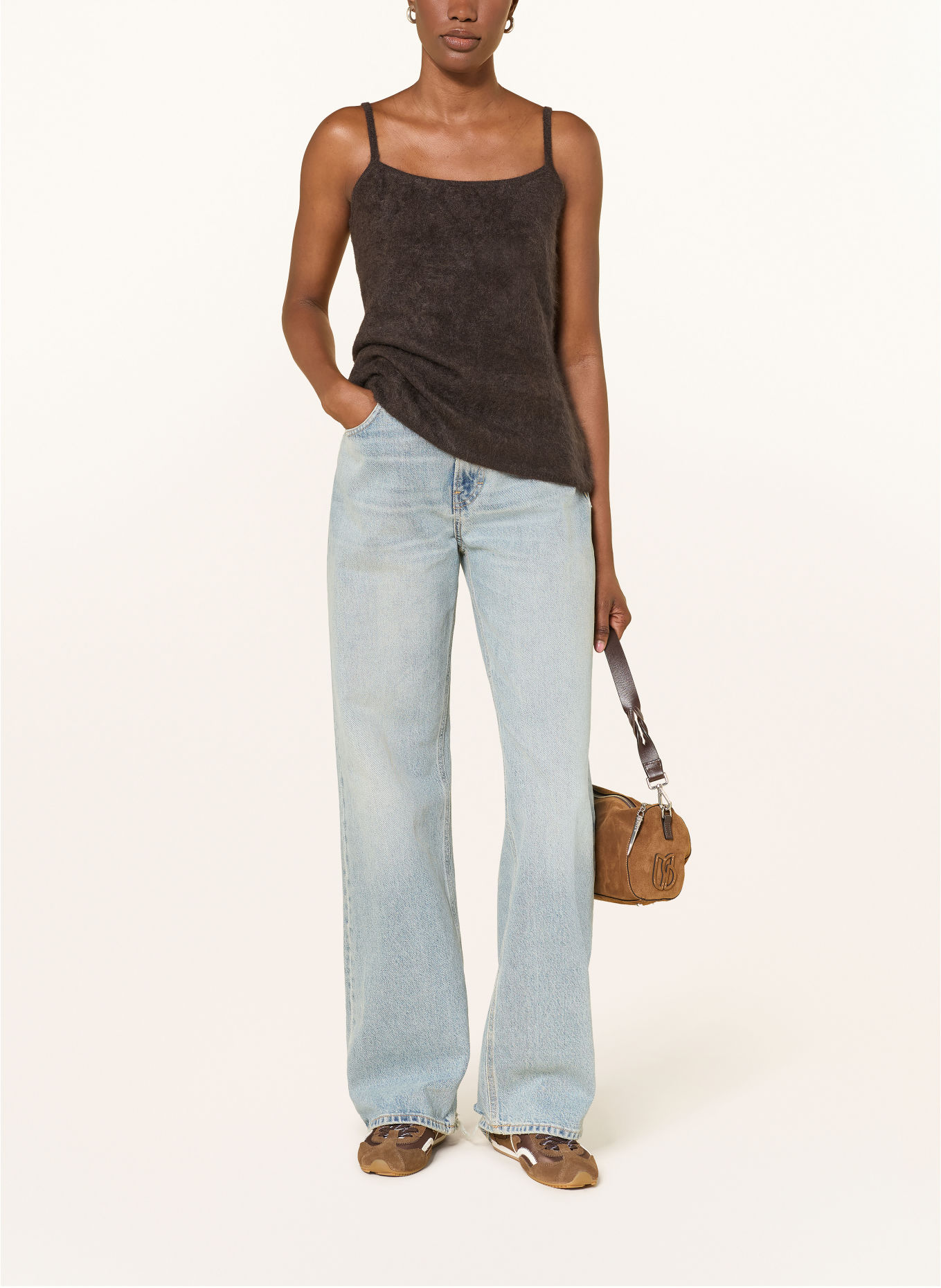 MRS & HUGS Gebreide top van kasjmier: MARRON FONCÉ