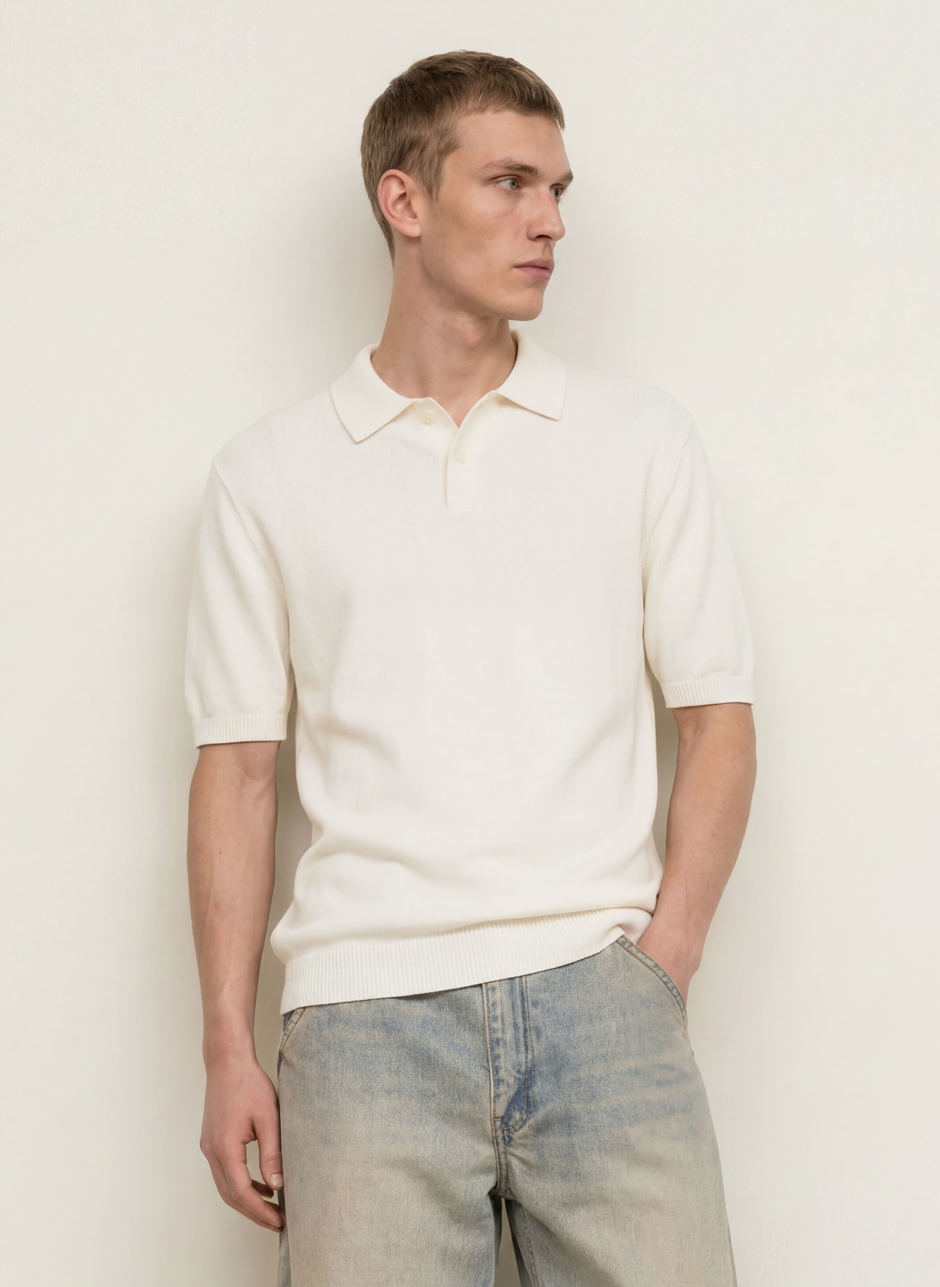 Levi's® Gebreid poloshirt: ECRU