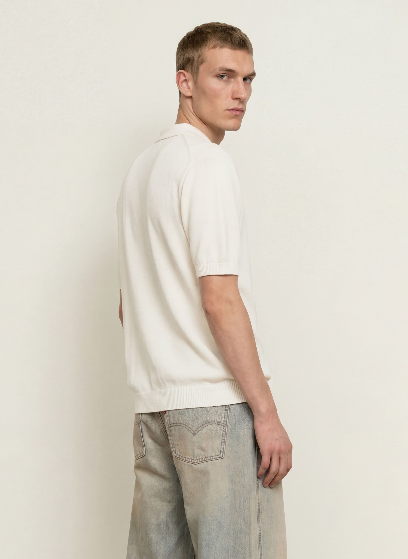 Levi's® Gebreid poloshirt: ECRU