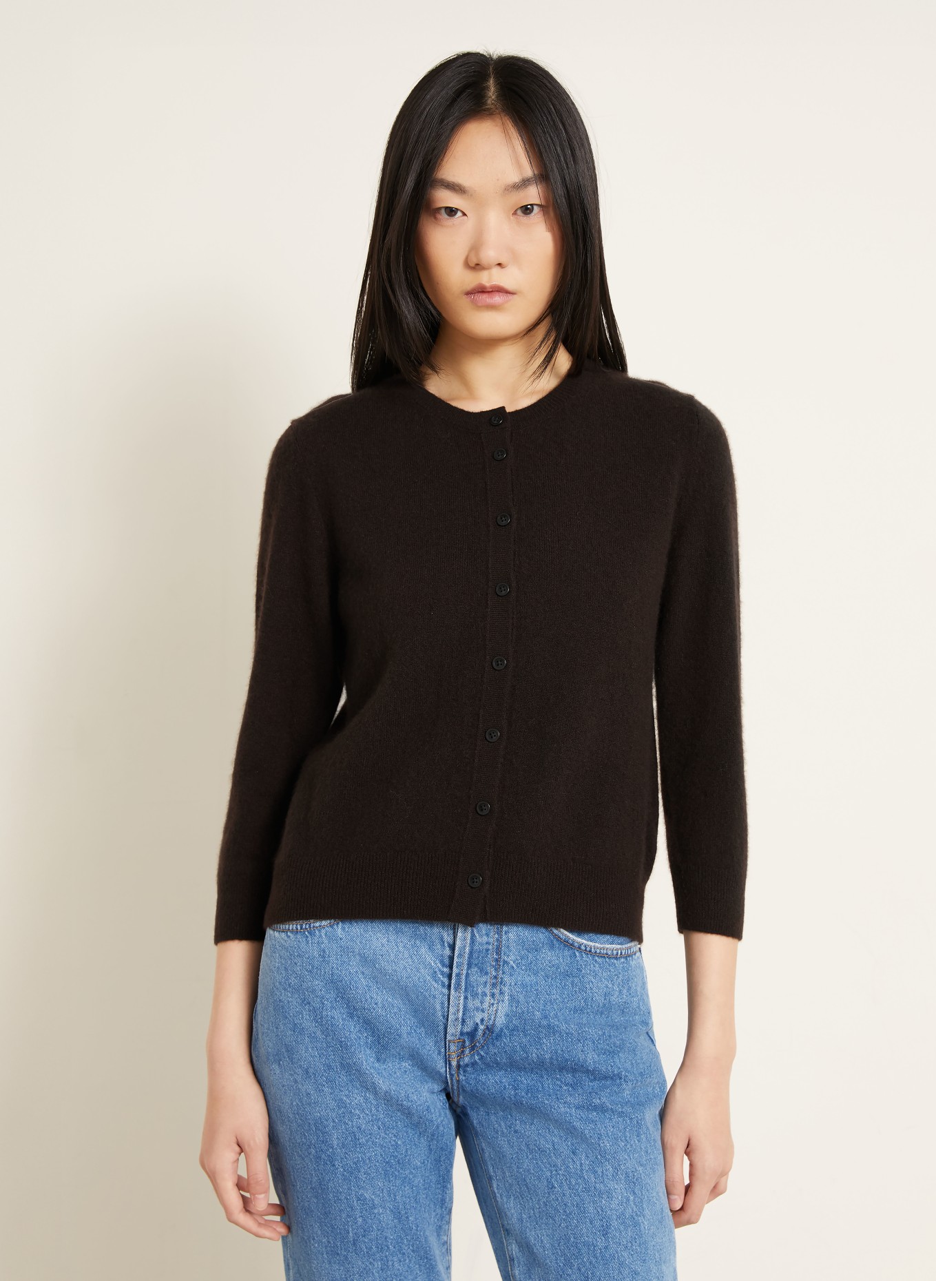IRIS von ARNIM Set NIARA TWINSET: Strickjacke und Stricktop mit Cashmere: DUNKELBRAUN
