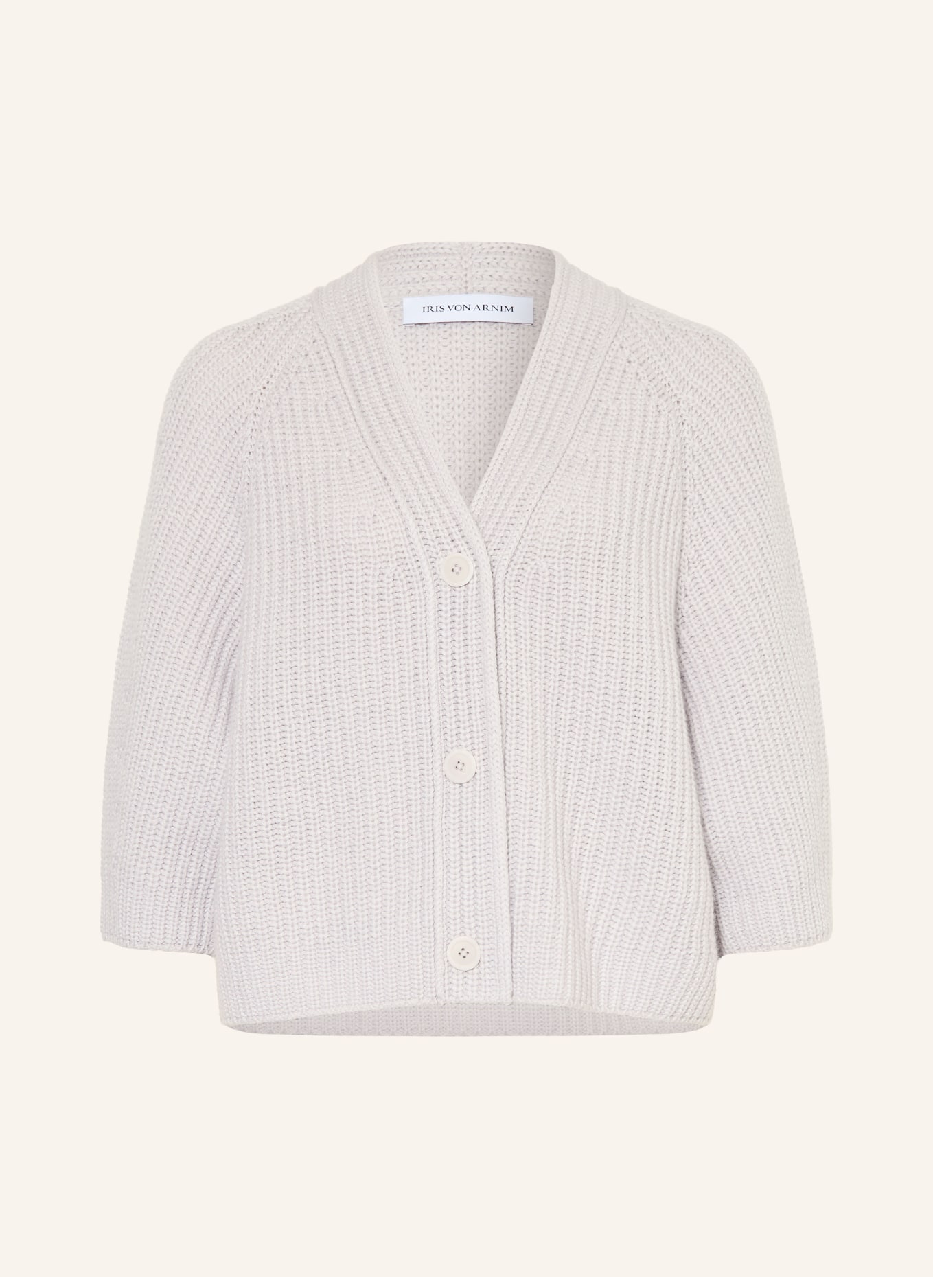 IRIS von ARNIM FALLOU BUTTON vest van kasjmier met 3/4-mouwen: LICHTGRIJS