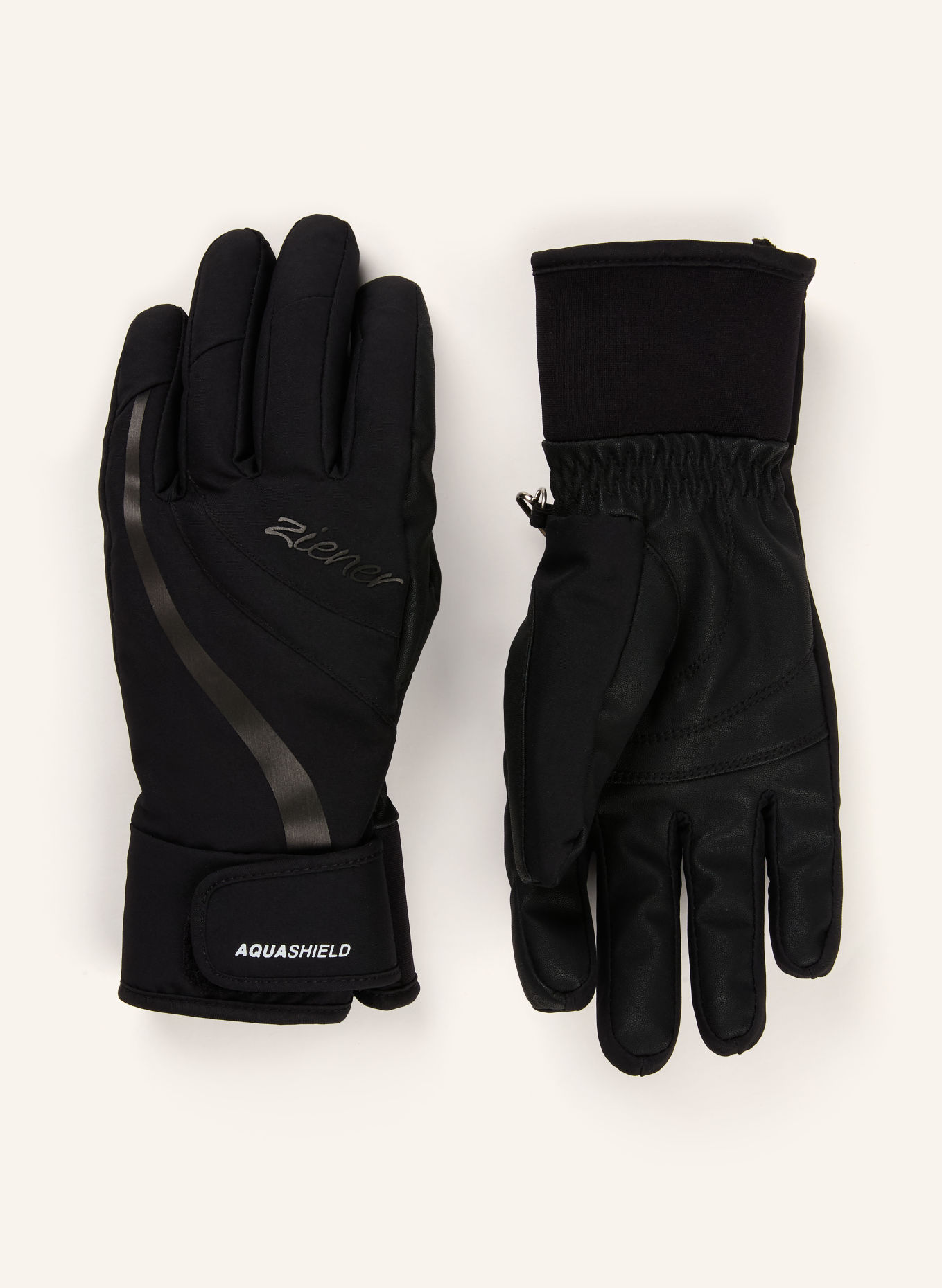 Ziener KITTY-Z AS® Ski Gloves: BLACK / DARK GRAY