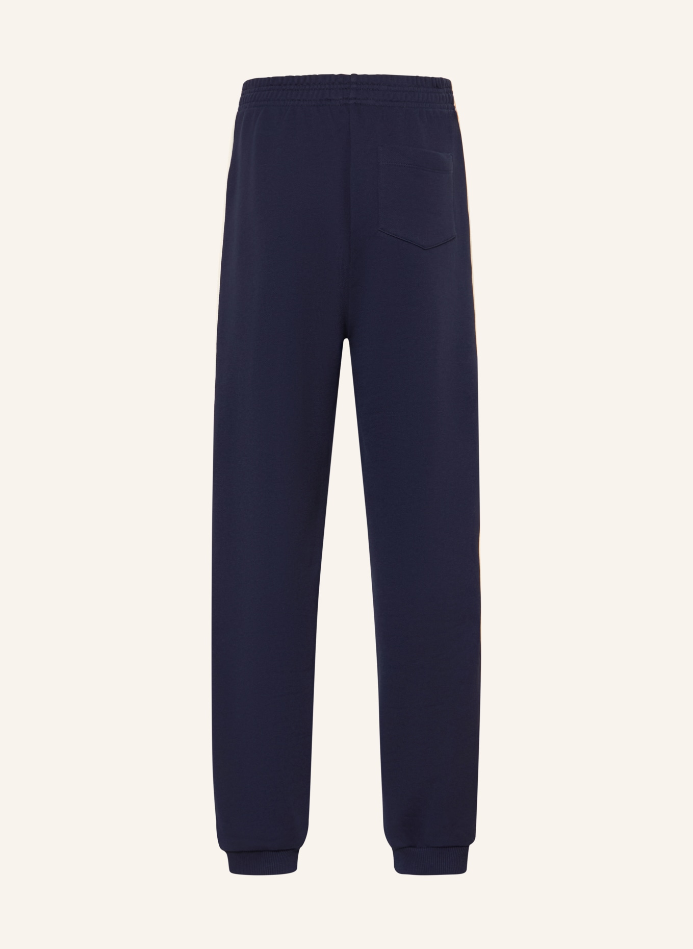VERSACE Pantalon en molleton à bandes décoratives: BLEU FONCÉ / COGNAC / CRÈME