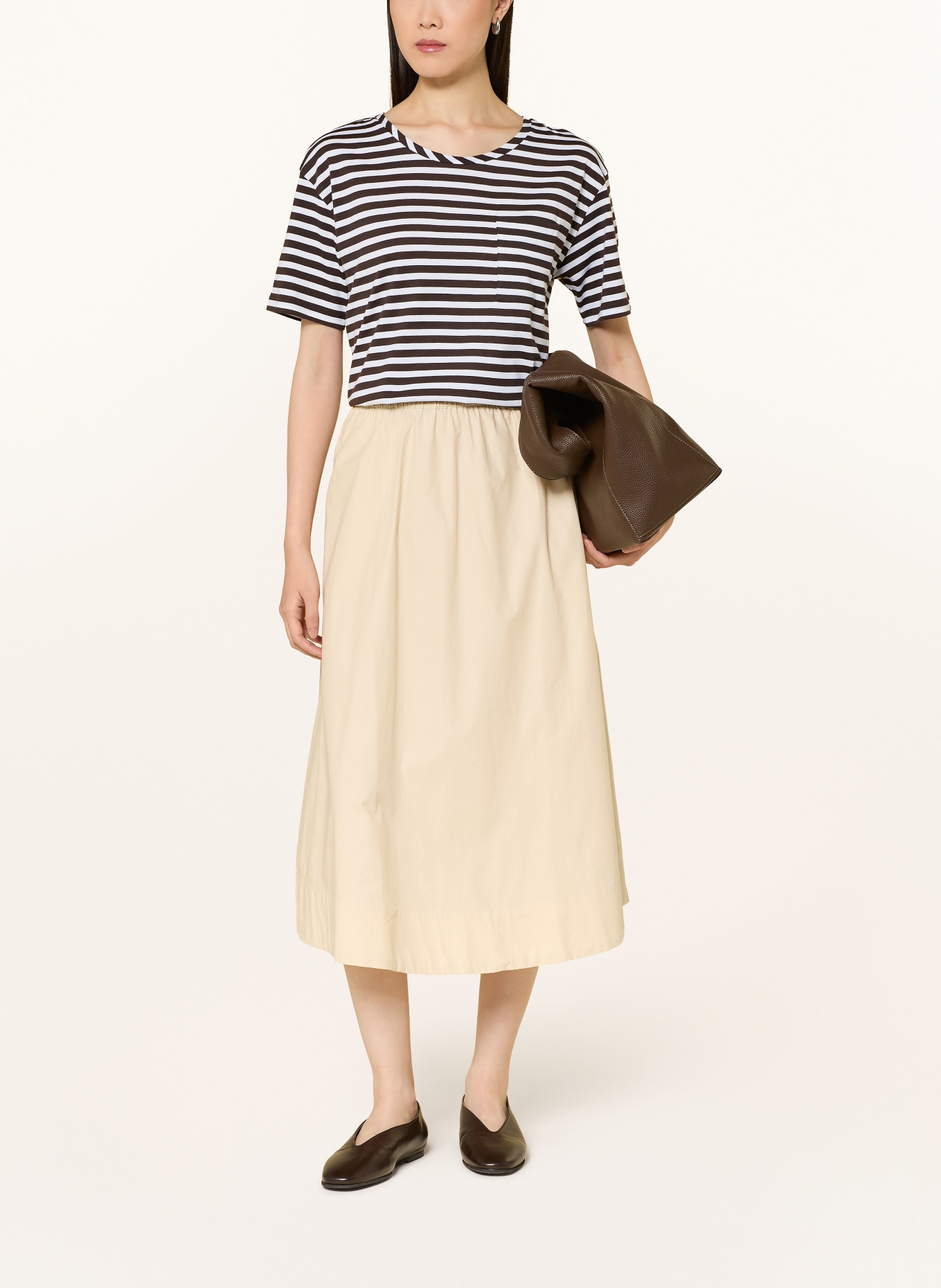 monari T-shirt: MARRON FONCÉ / BLANC