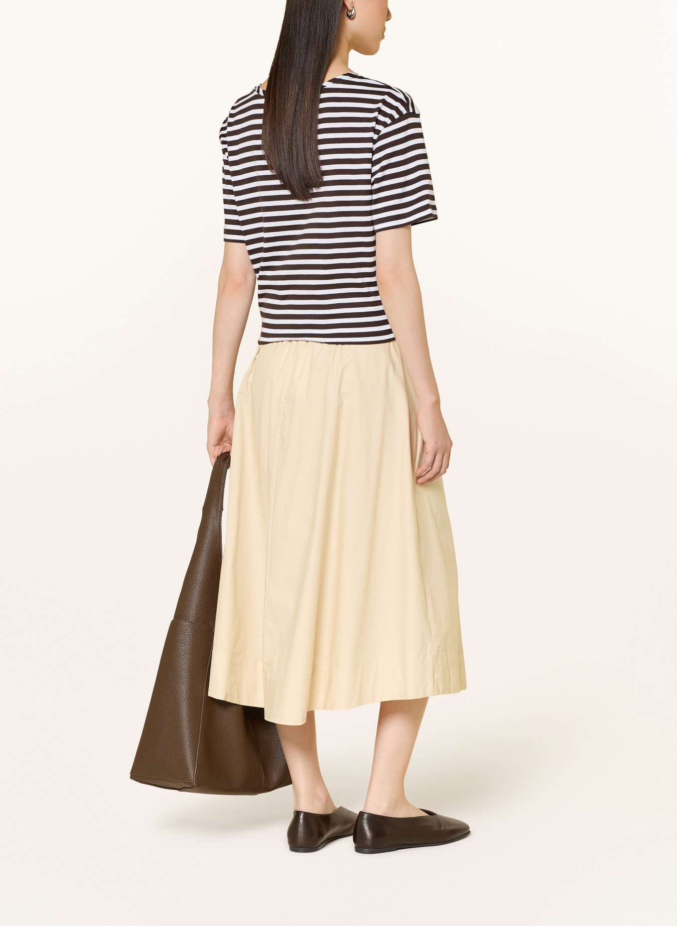 monari T-shirt: MARRON FONCÉ / BLANC