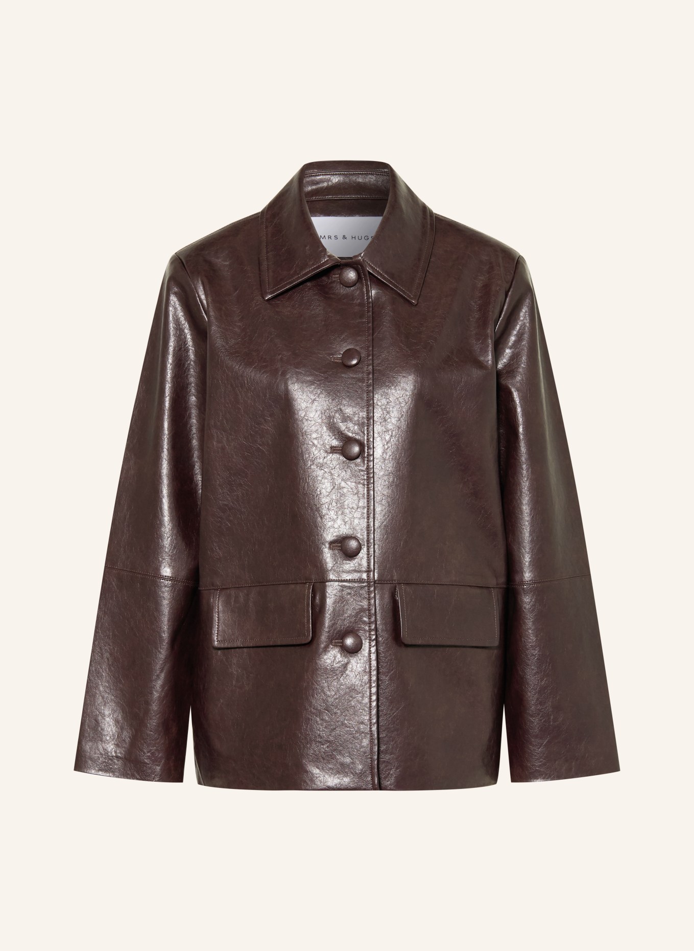 MRS & HUGS Leather-look jacket: DARK BROWN