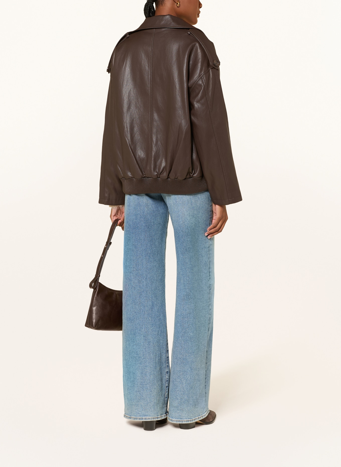 MRS & HUGS Jas in leerlook: MARRON FONCÉ