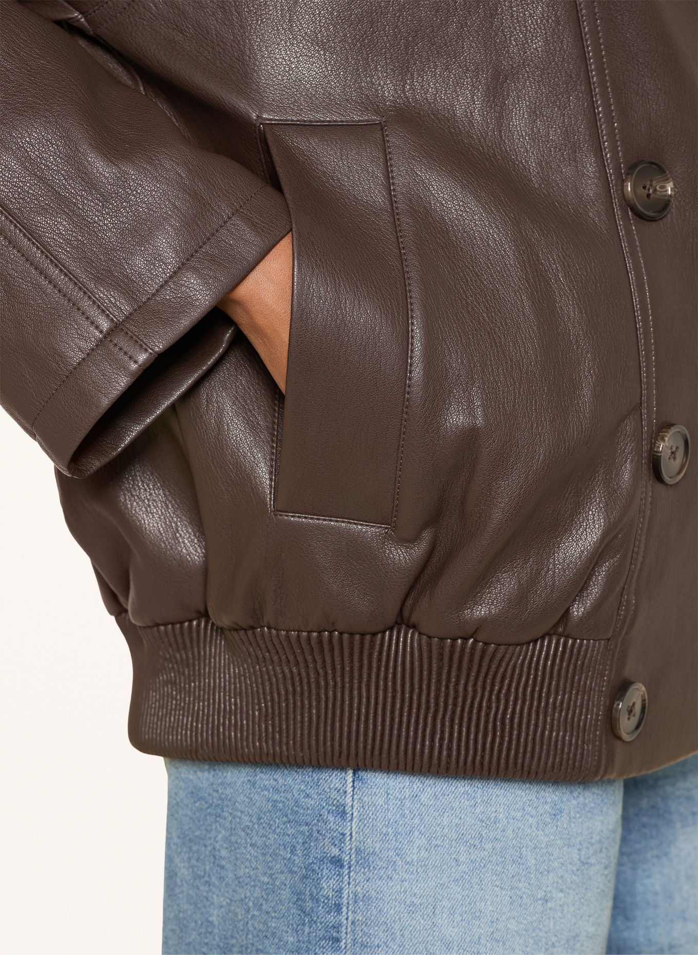 MRS & HUGS Jas in leerlook: MARRON FONCÉ