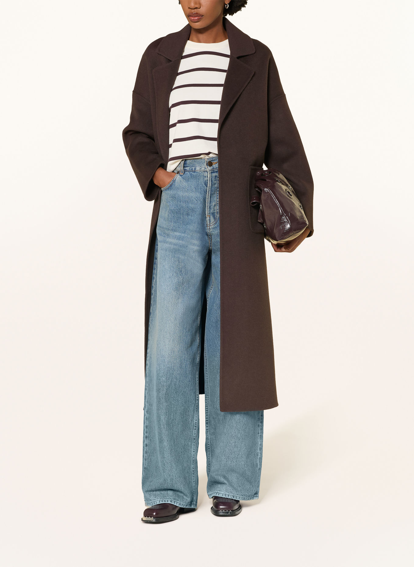 MRS & HUGS Wollen jas: MARRON FONCÉ