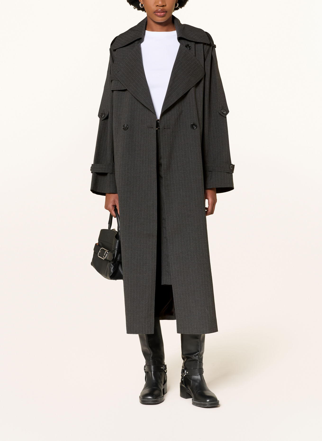 MRS & HUGS Trenchcoat: DONKERGRIJS / GRIJS