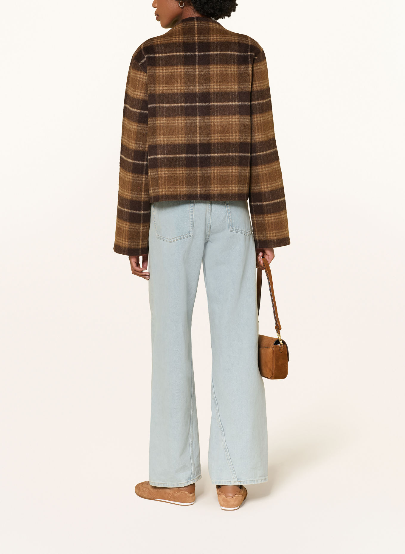 MRS & HUGS Boxy jacket: BROWN / DARK BROWN / BEIGE
