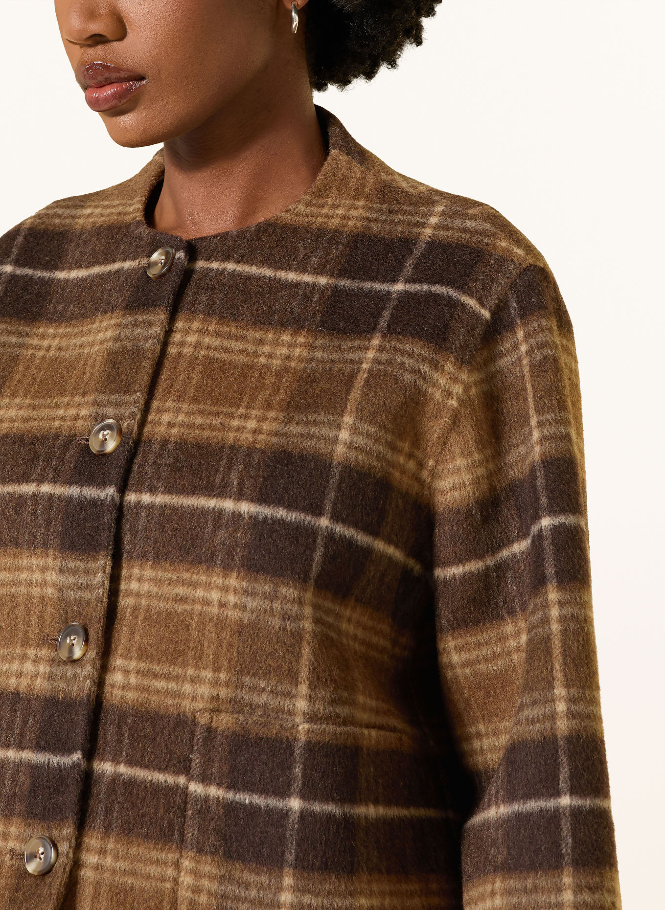MRS & HUGS Boxy jacket: BROWN / DARK BROWN / BEIGE
