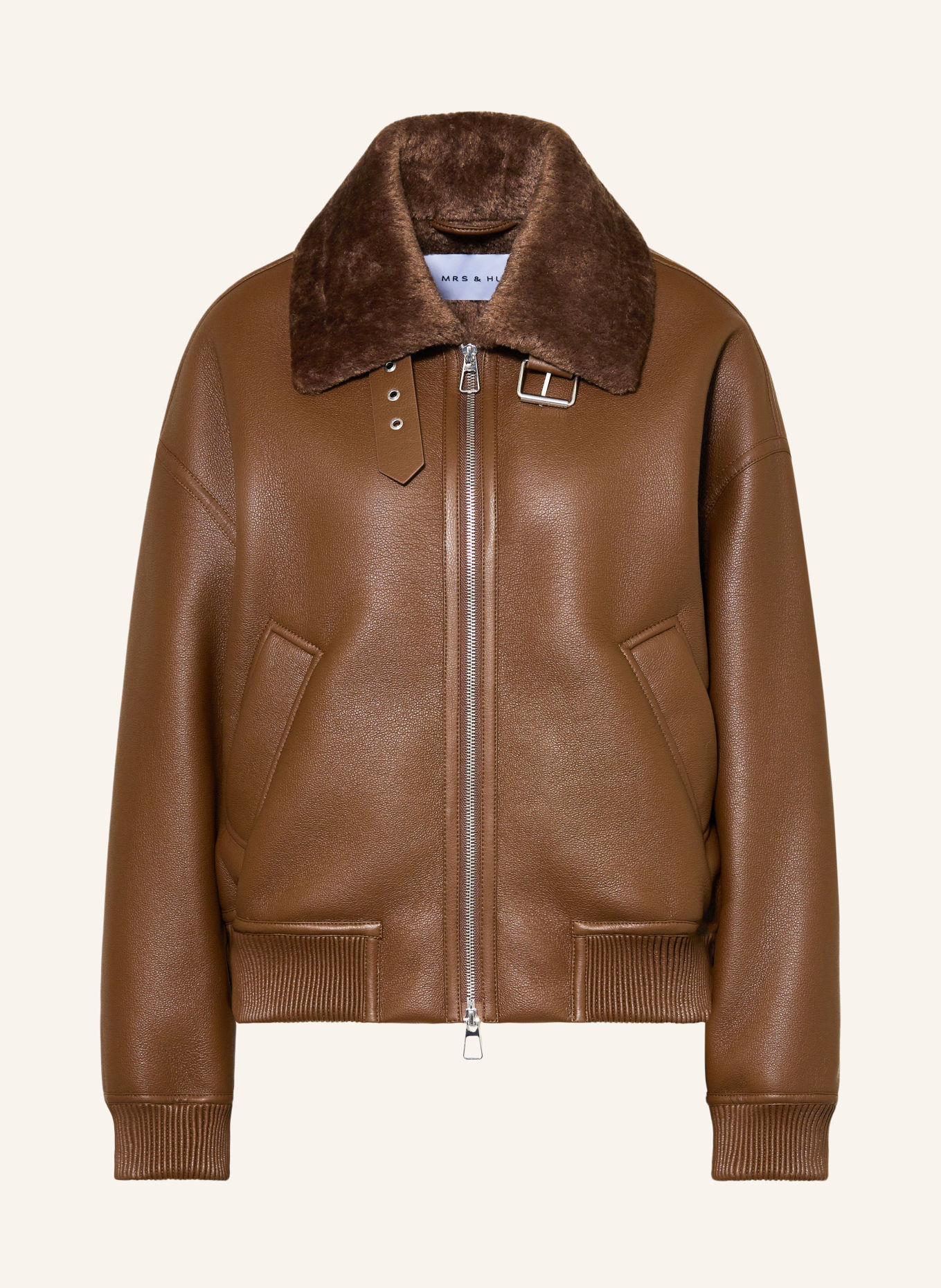 MRS & HUGS Veste aspect cuir: MARRON