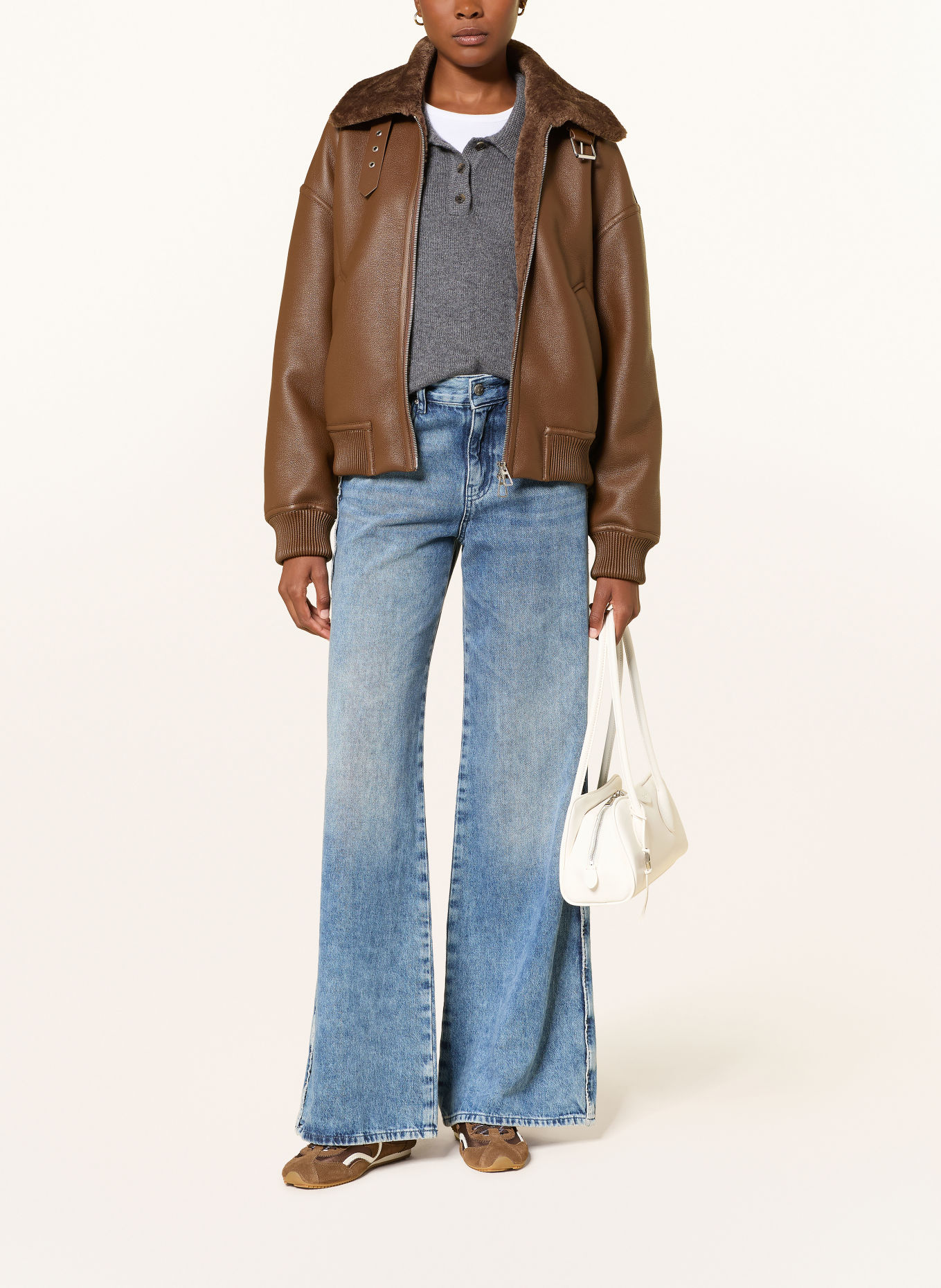 MRS & HUGS Veste aspect cuir: MARRON