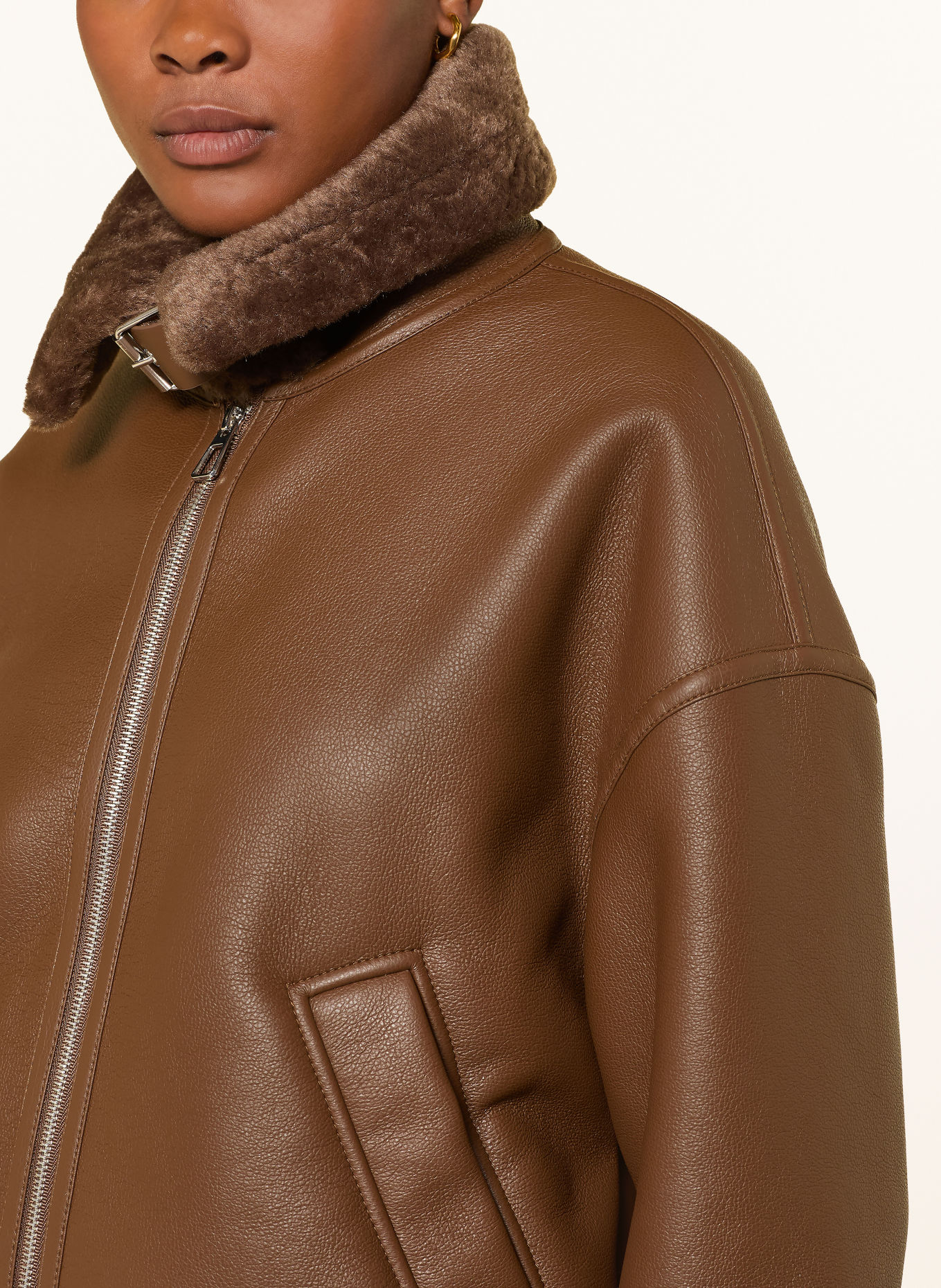 MRS & HUGS Veste aspect cuir: MARRON