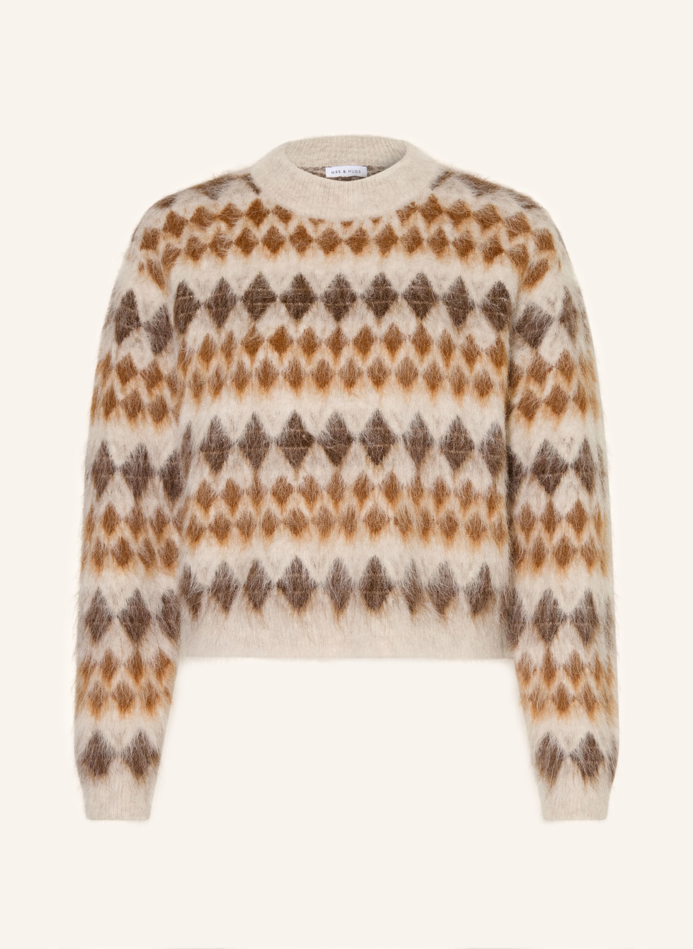 MRS & HUGS Alpaca sweater: BROWN / DARK BROWN / BEIGE