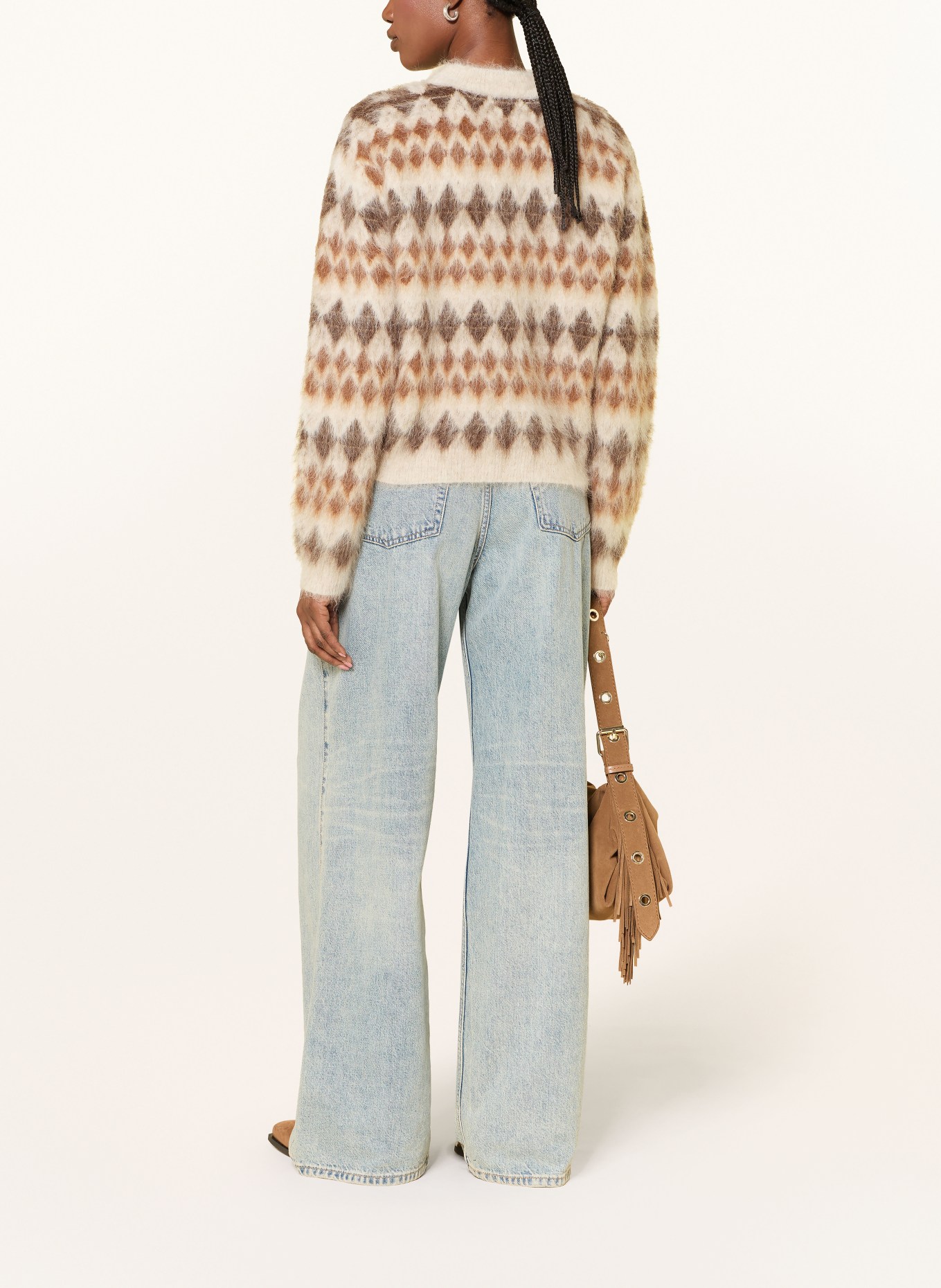 MRS & HUGS Alpaca sweater: BROWN / DARK BROWN / BEIGE