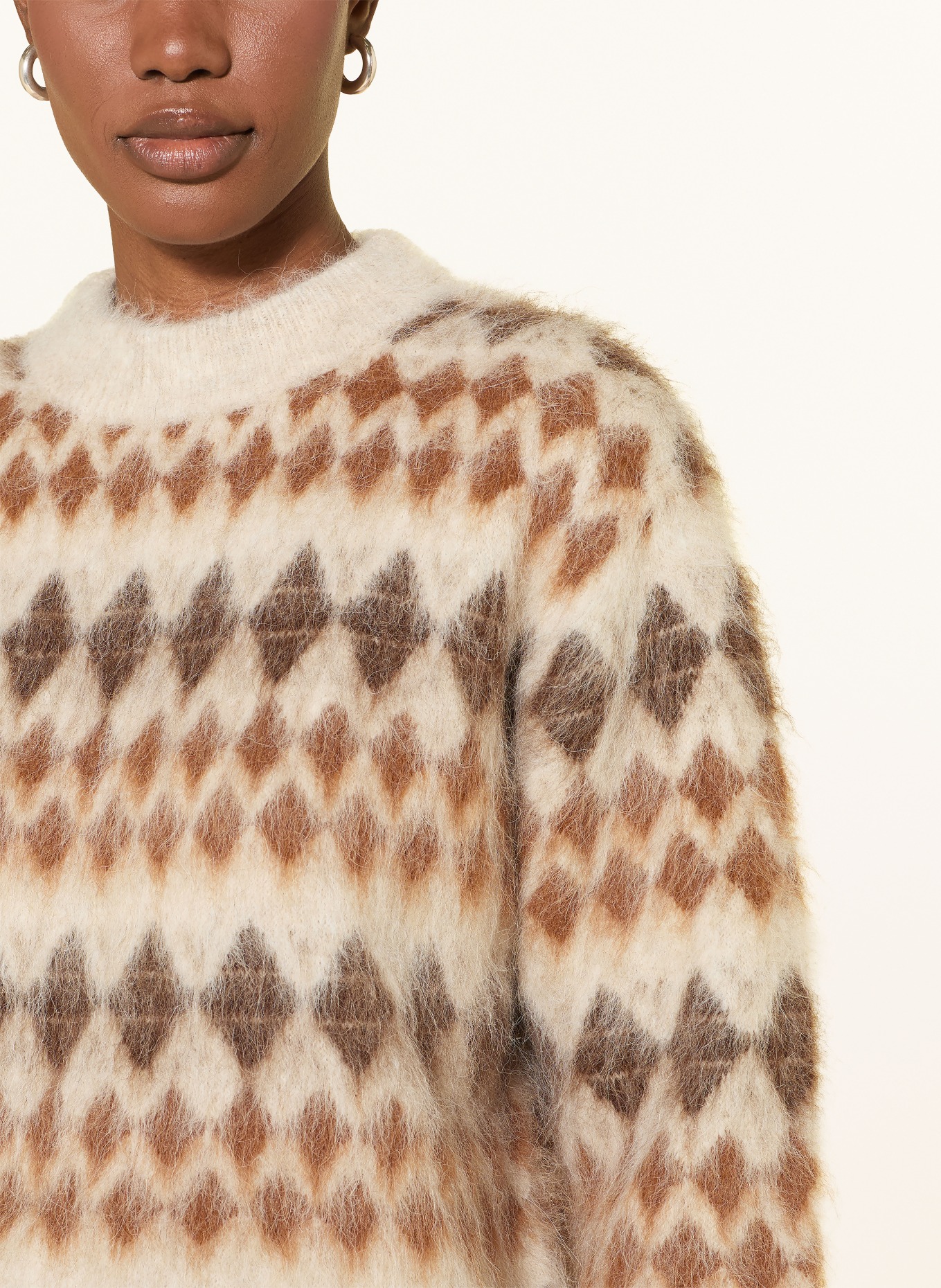 MRS & HUGS Alpaca sweater: BROWN / DARK BROWN / BEIGE
