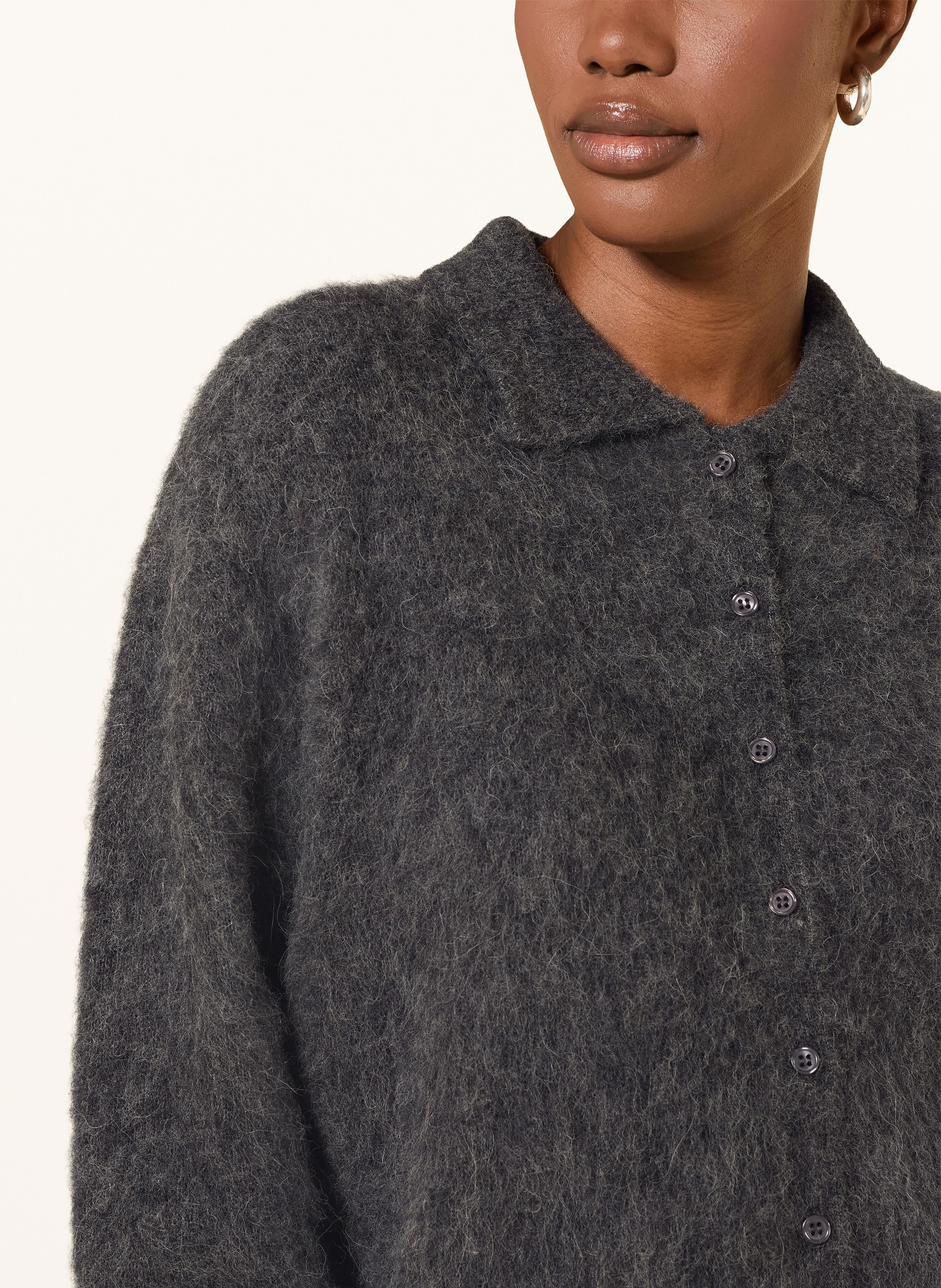 MRS & HUGS Gilet en alpaga: GRIS FONCÉ