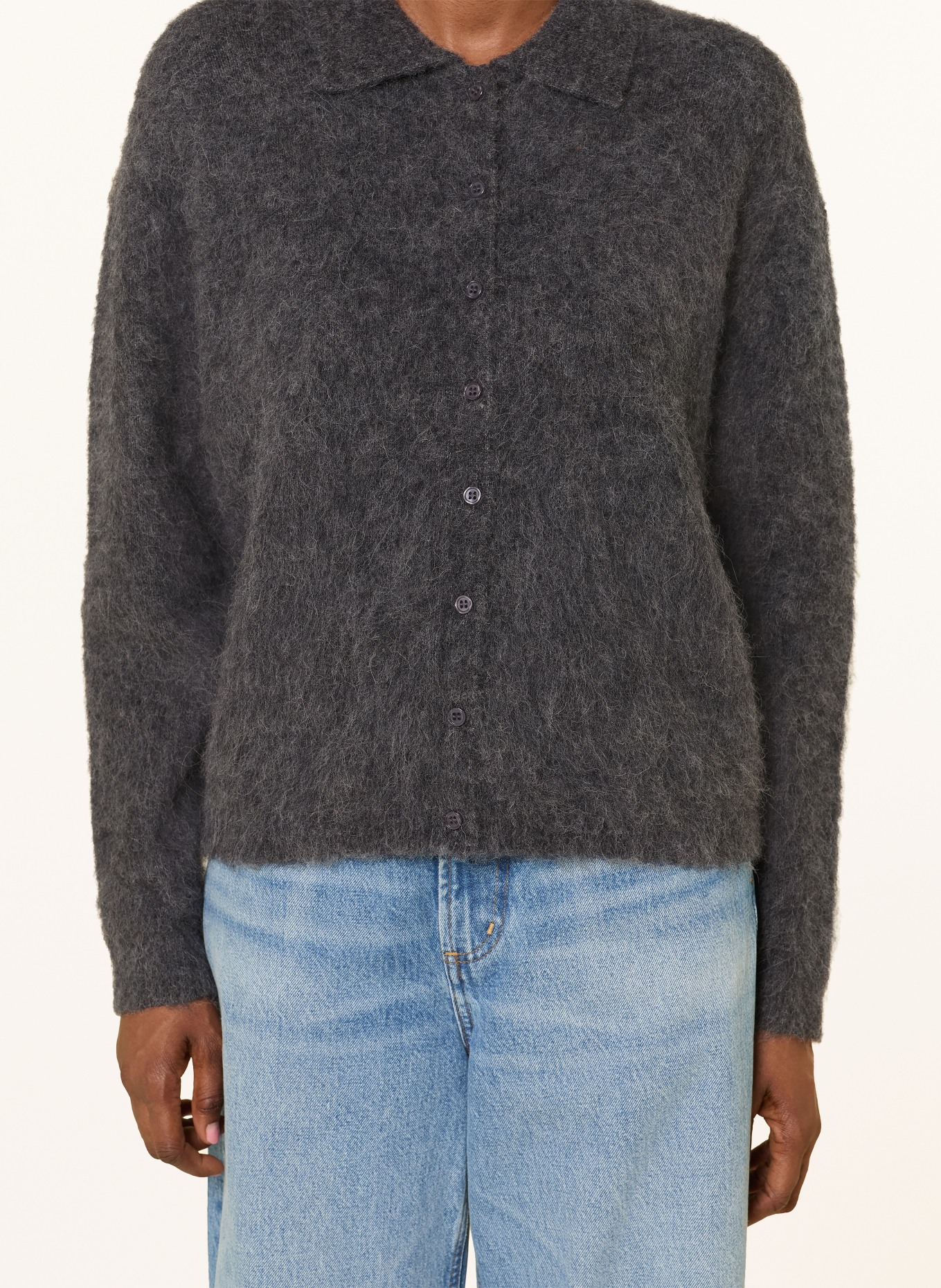 MRS & HUGS Gilet en alpaga: GRIS FONCÉ