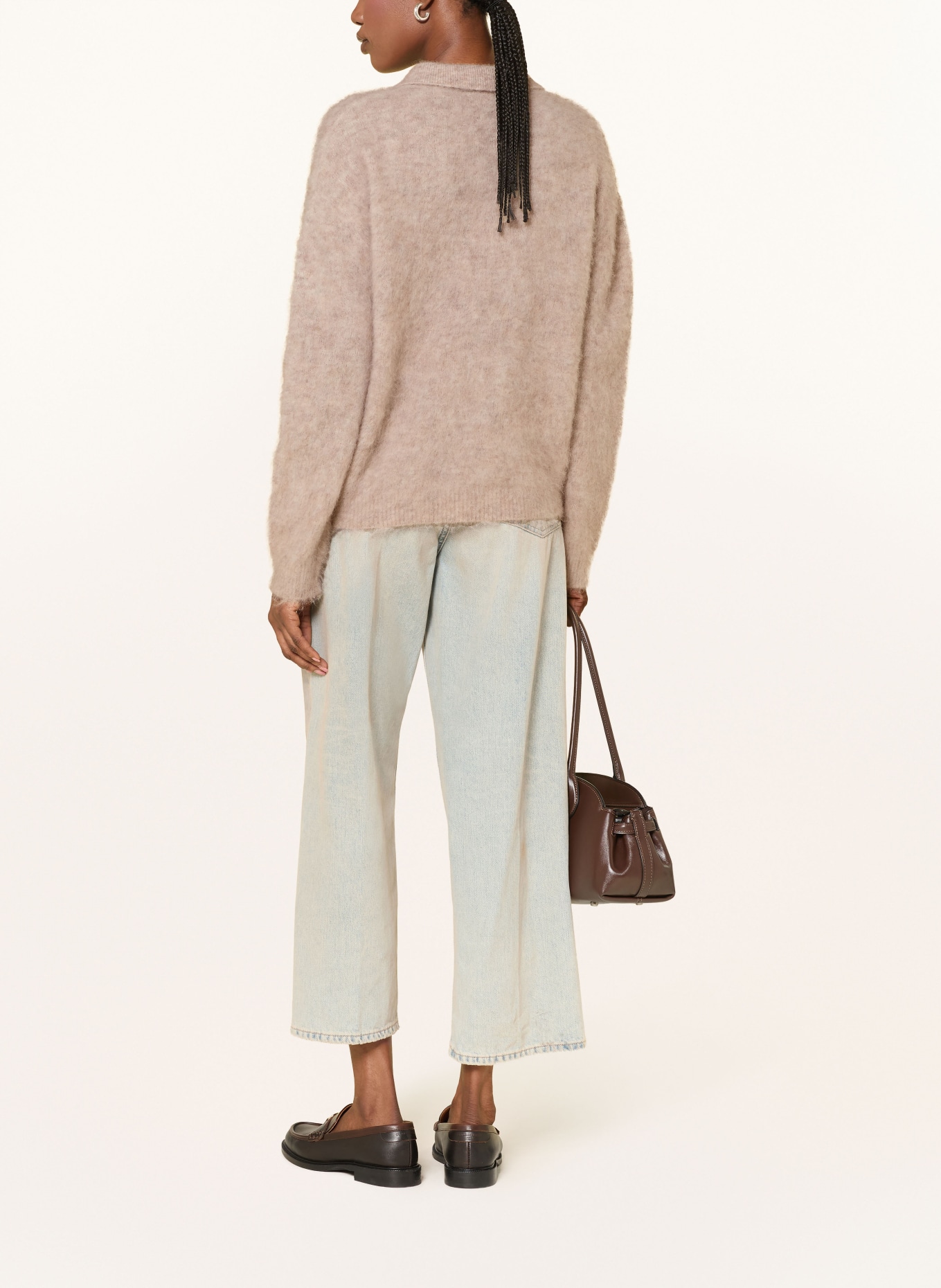 MRS & HUGS Knit polo shirt with alpaca: BEIGE