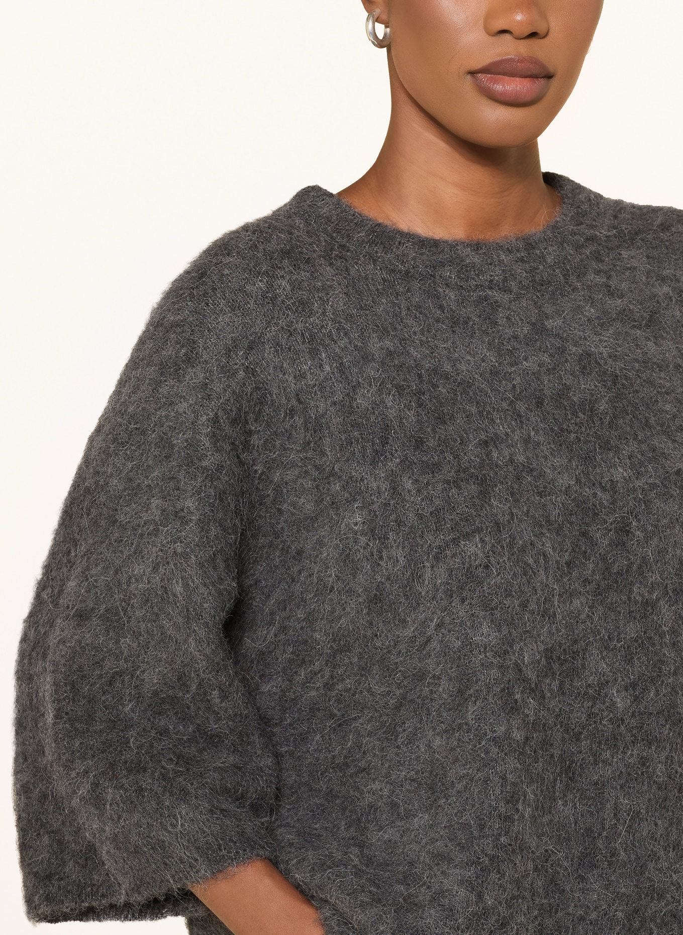 MRS & HUGS Pullover mit 3/4-Arm und Alpaka: DUNKELGRAU