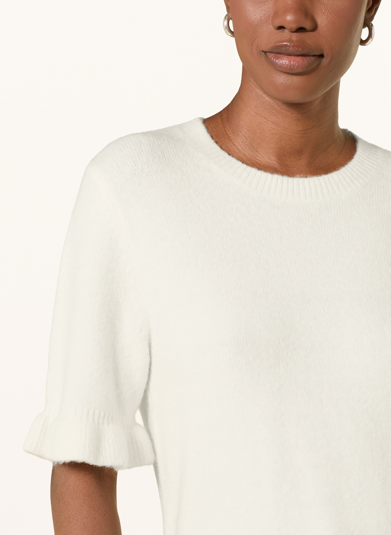 MRS & HUGS Strickshirt mit Rüschen: CREME