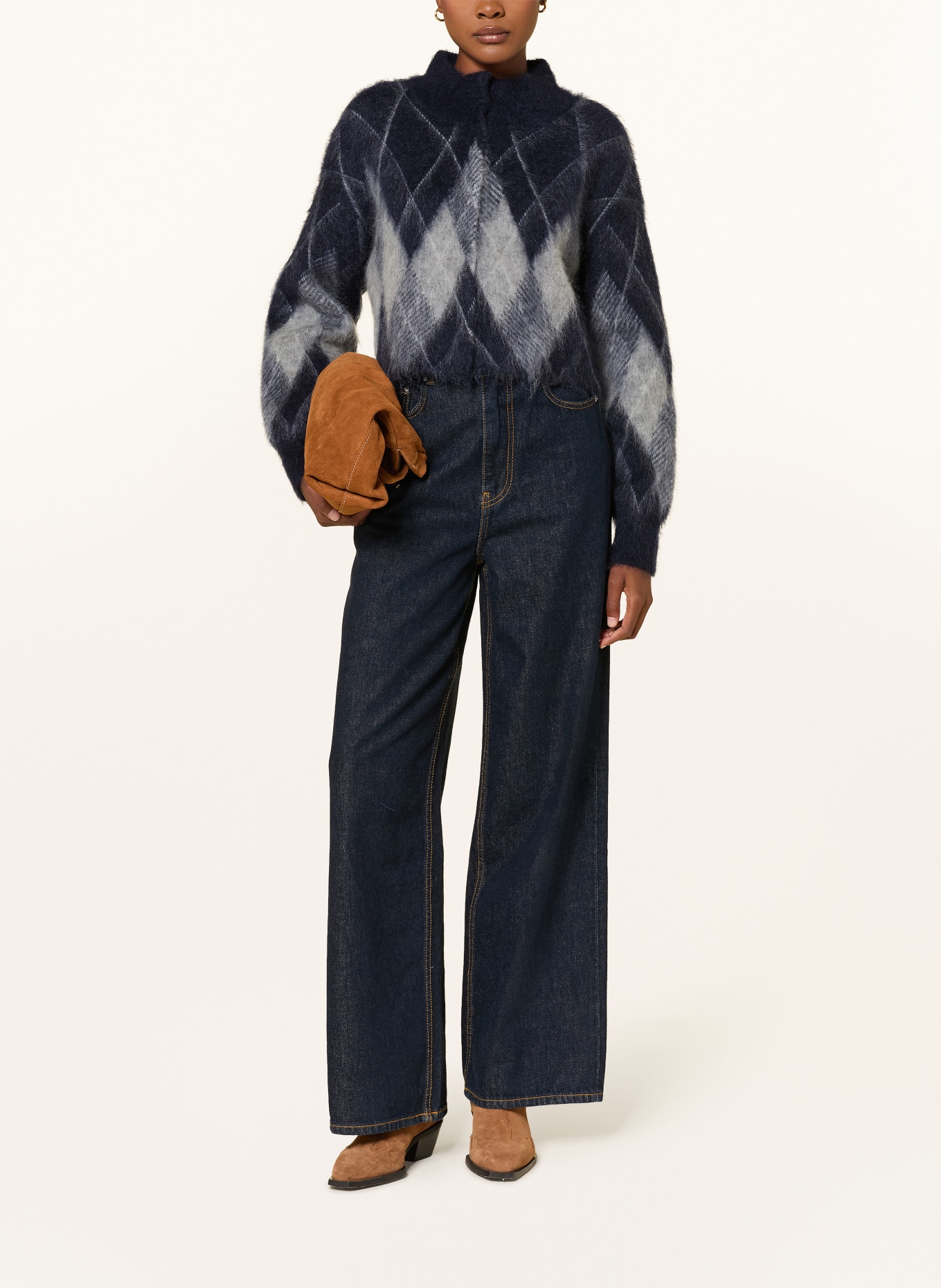 MRS & HUGS Vest met mohair: DONKERBLAUW / LICHTBLAUW