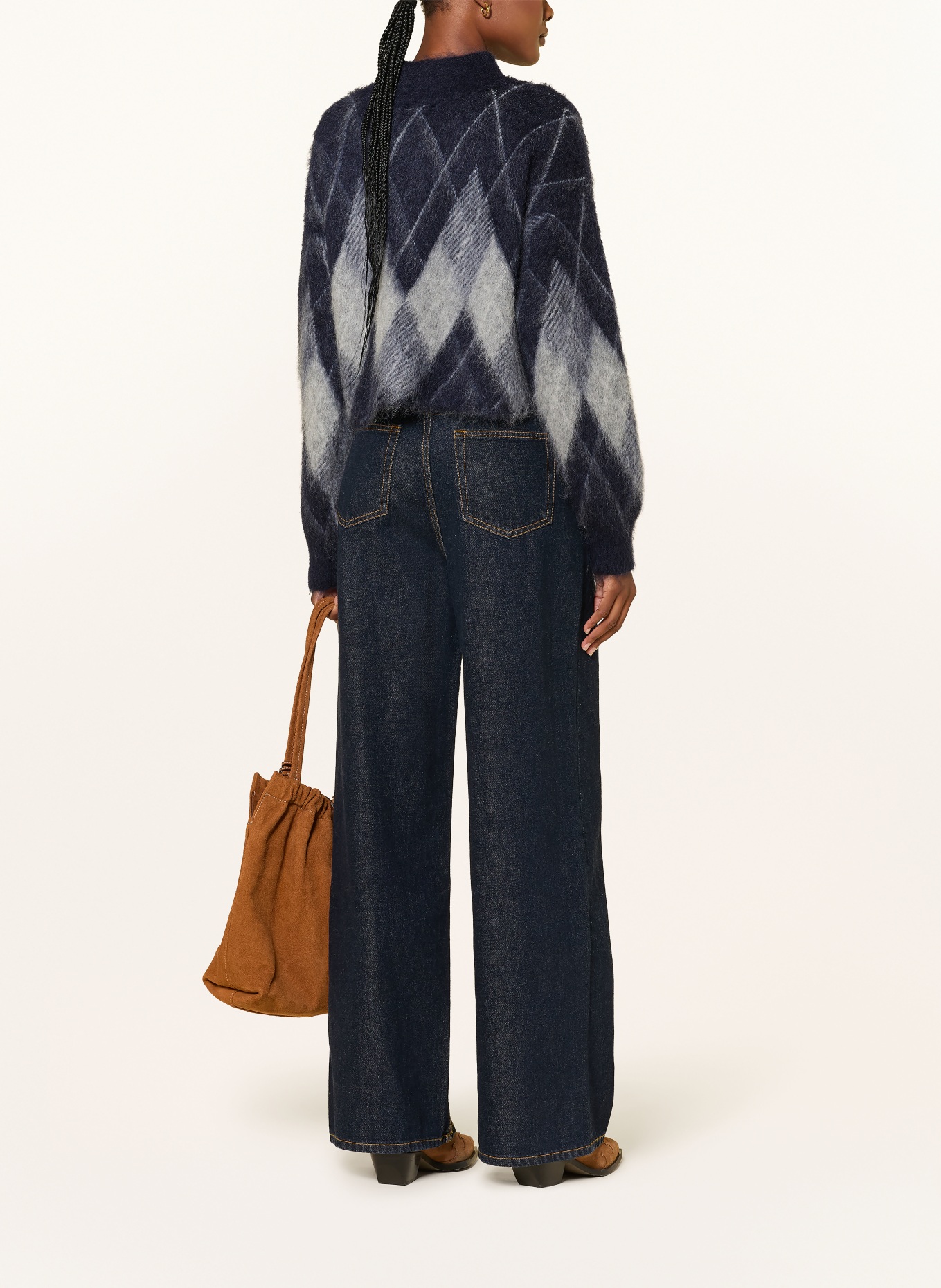 MRS & HUGS Vest met mohair: DONKERBLAUW / LICHTBLAUW