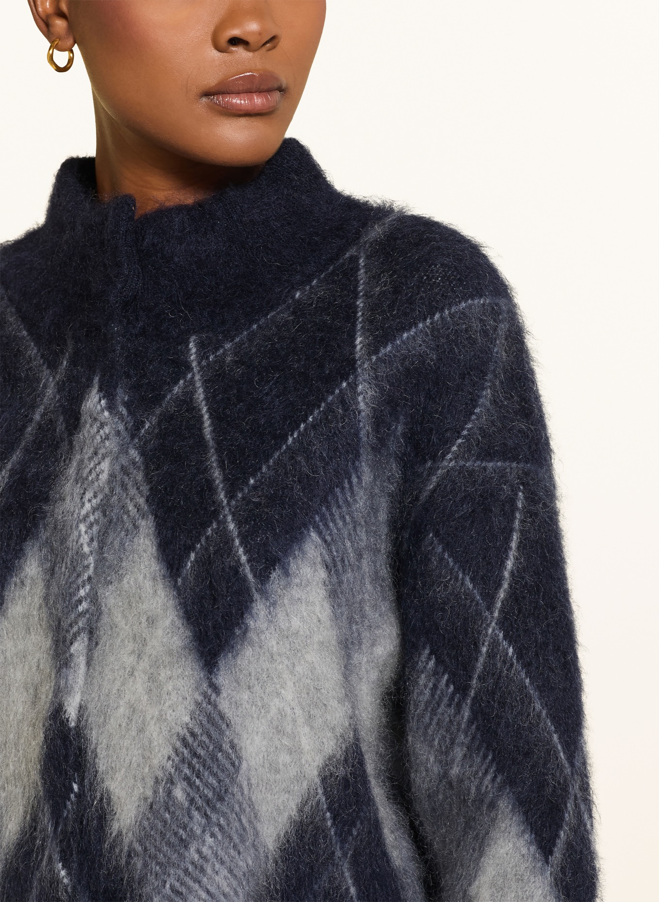MRS & HUGS Vest met mohair: DONKERBLAUW / LICHTBLAUW