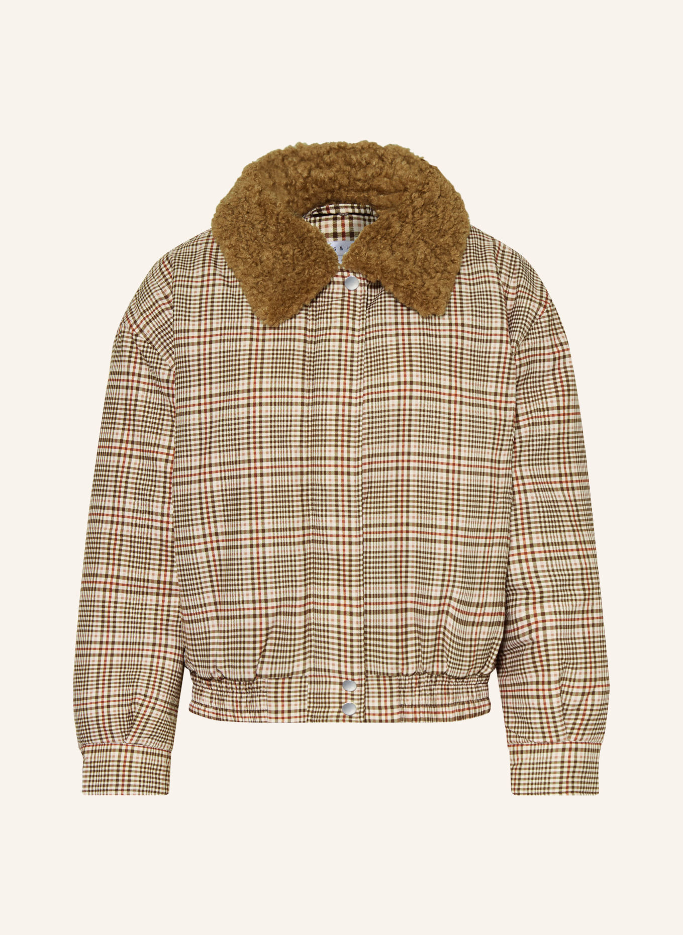MRS & HUGS Blouson mit Teddyfell: BEIGE / DUNKELBRAUN / DUNKELROT