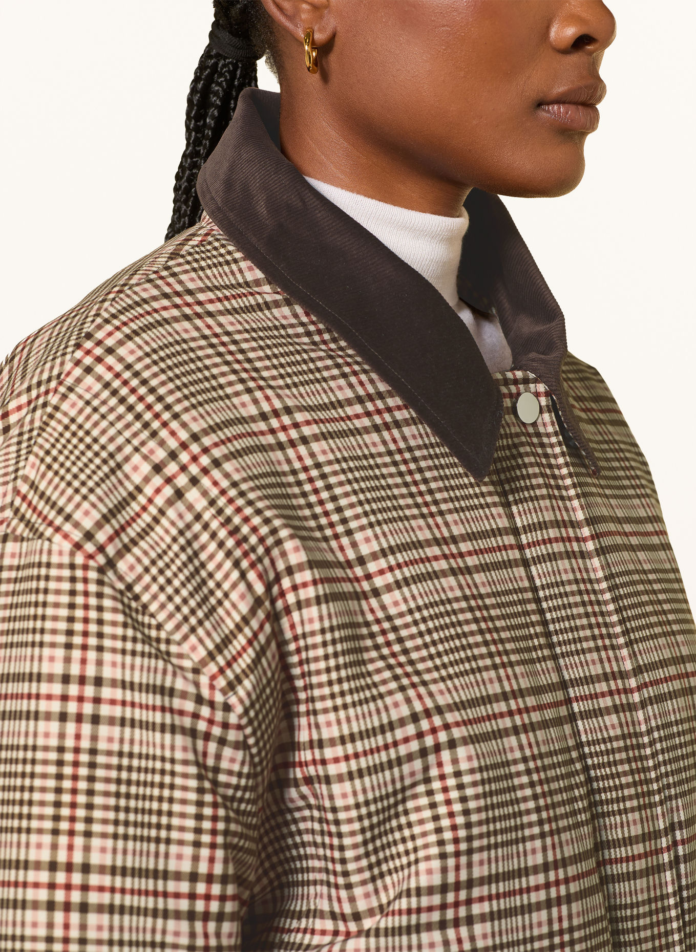 MRS & HUGS Blouson mit Teddyfell: BEIGE / DUNKELBRAUN / DUNKELROT