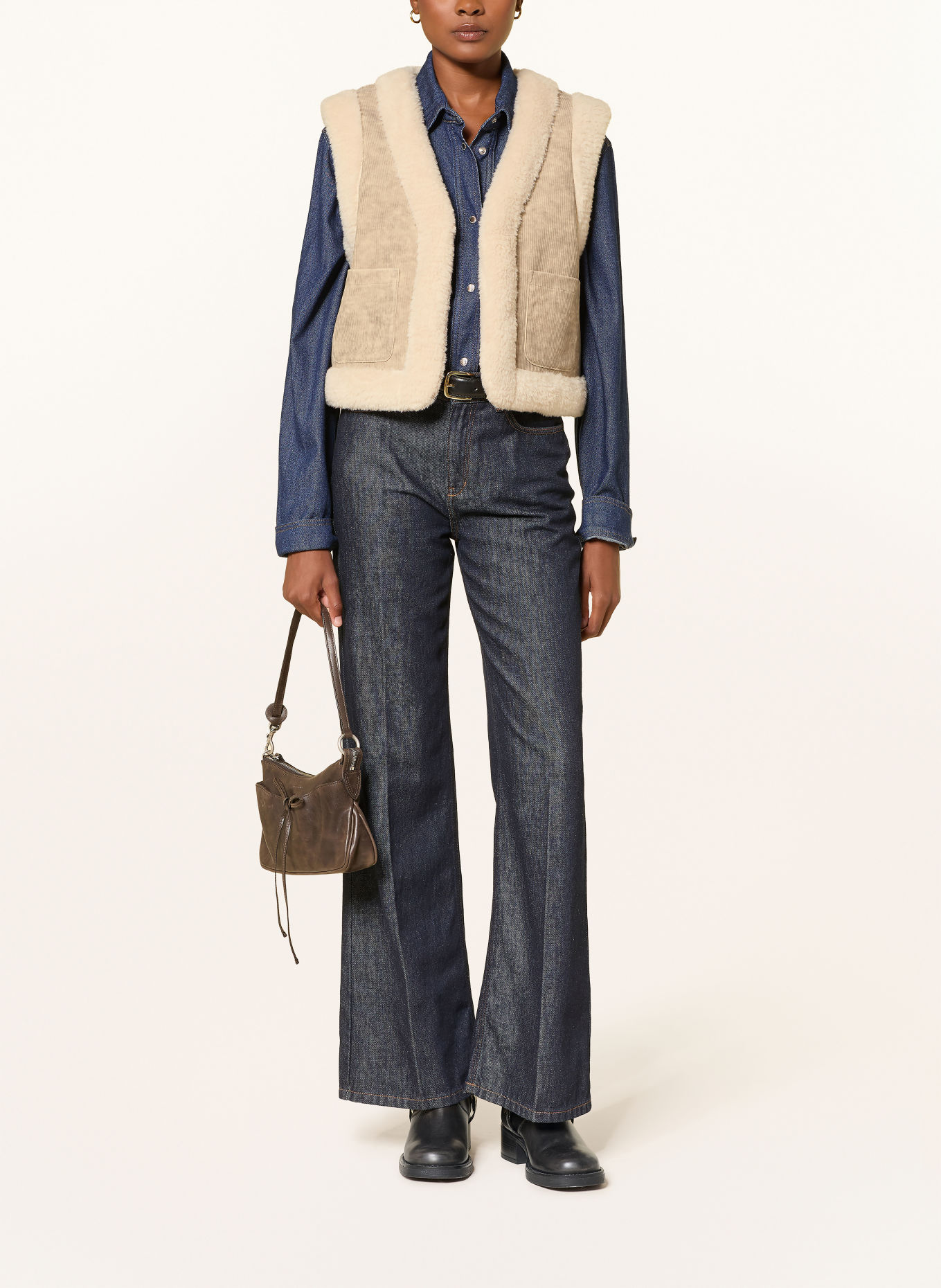 MRS & HUGS Kunstfell-Weste: TAUPE / BEIGE