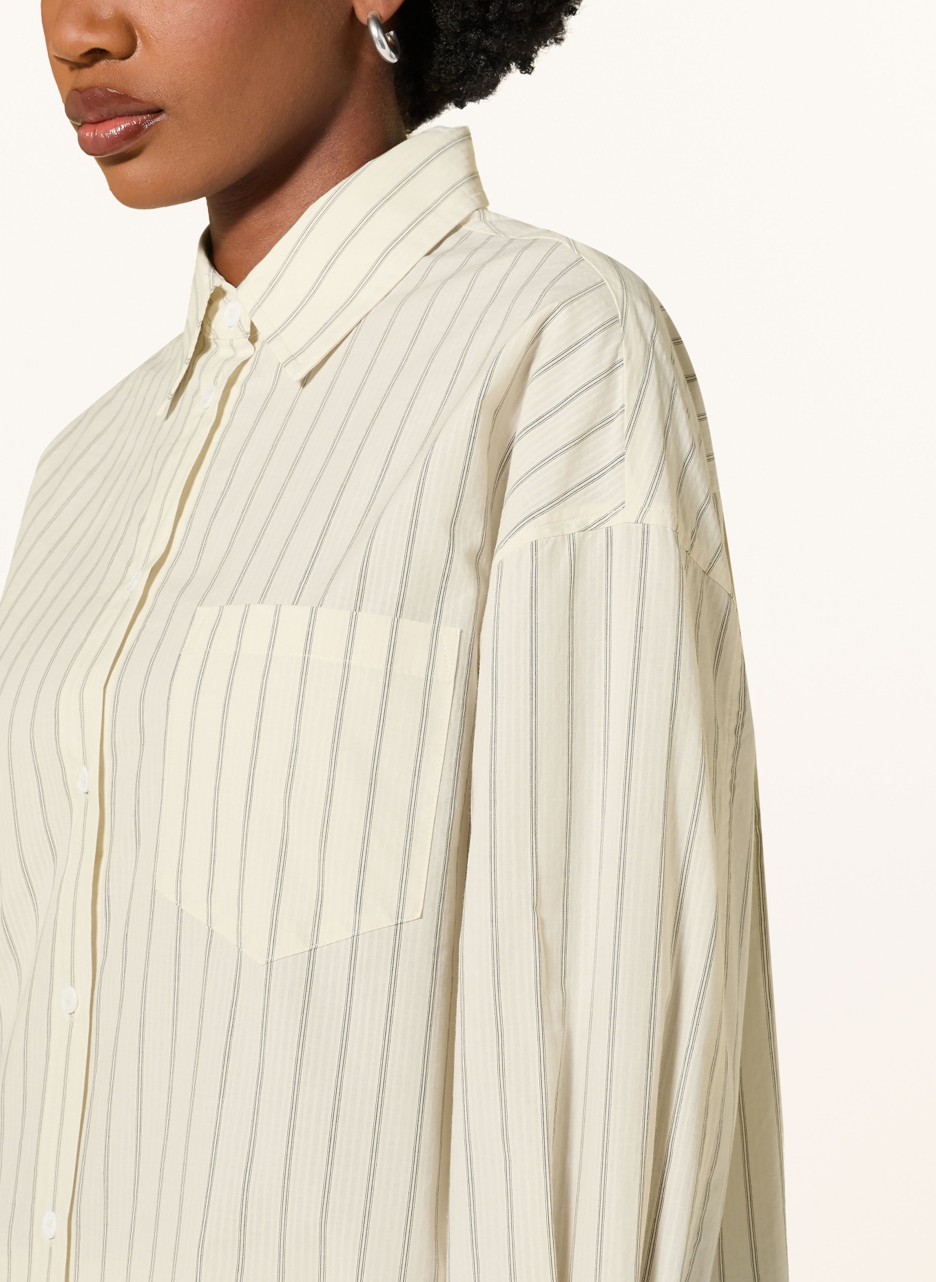 MRS & HUGS Overhemdblouse met zijde: CRÈME / DONKERGRIJS