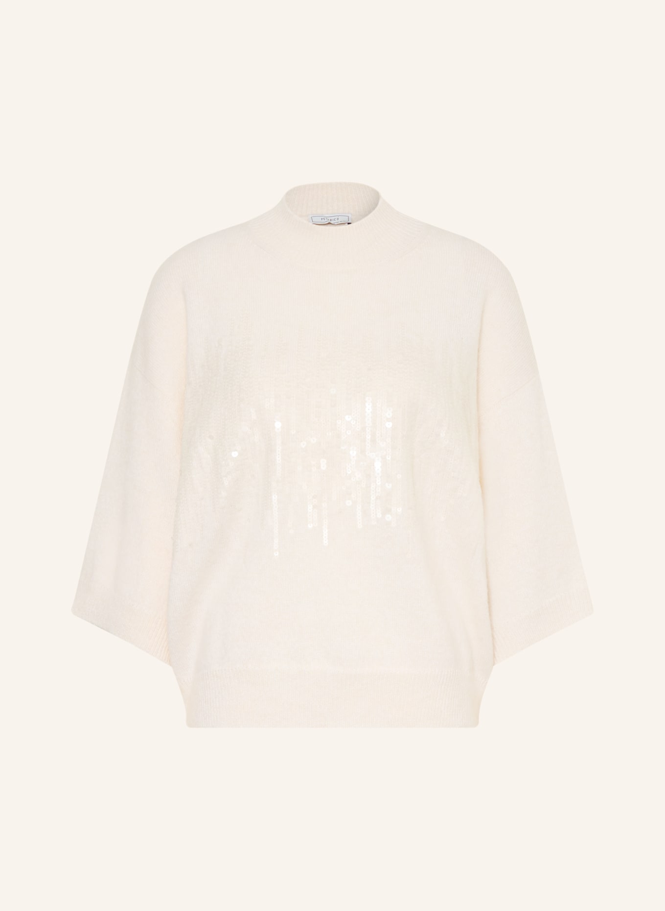 PESERICO Sweter z rękawami 3/4 i cekinami: ECRU