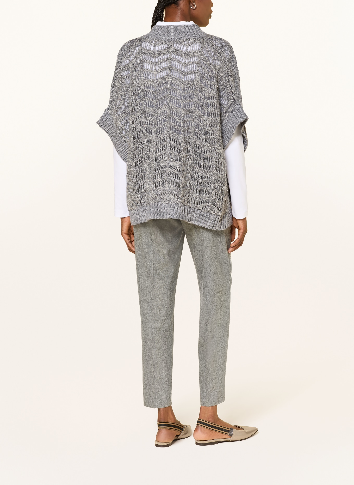 PESERICO Cape mit Alpaka und Pailletten: GRAU