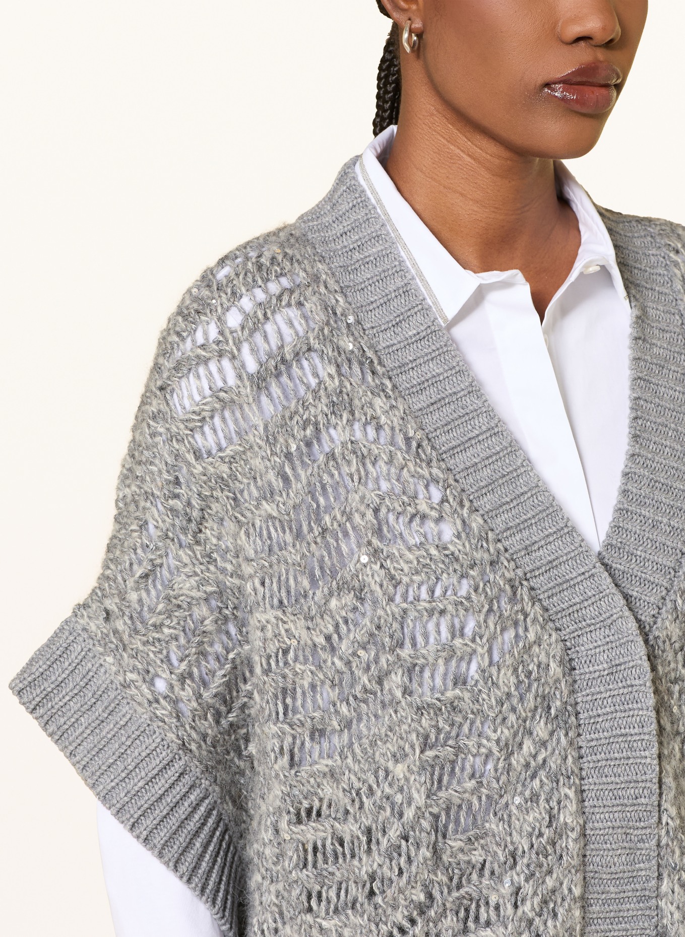 PESERICO Cape mit Alpaka und Pailletten: GRAU