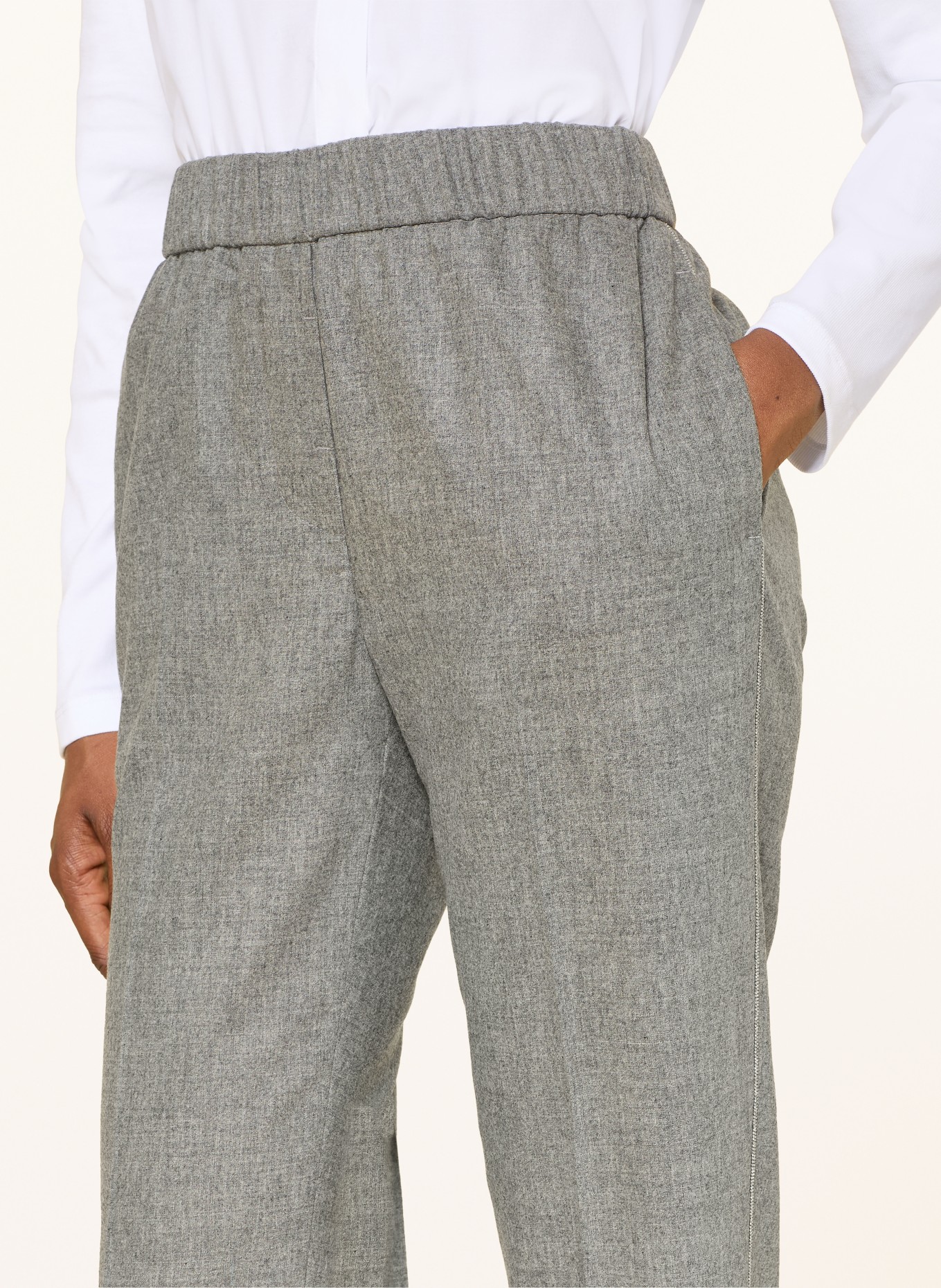 PESERICO Hose mit Schmuckperlen: GRAU