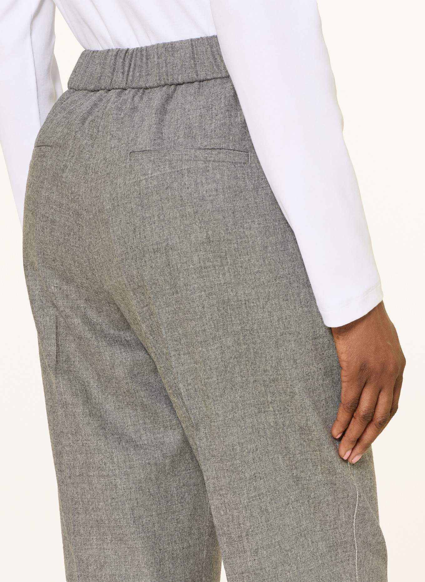 PESERICO Hose mit Schmuckperlen: GRAU
